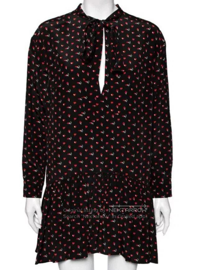 Saint Laurent Paris Saint Laurent Silk Heart Print Dress. Size M / US 6-8 / IT 42-44 - 1 Thumbnail