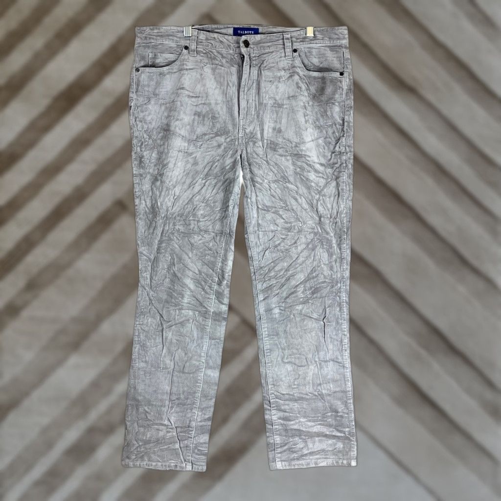 Talbots VINTAGE Talbots Womens Jeans Gray Corduroy Petite High Waist Straight Leg Stretch 14P Size 25" / US 0 / IT 36 - 1 Thumbnail