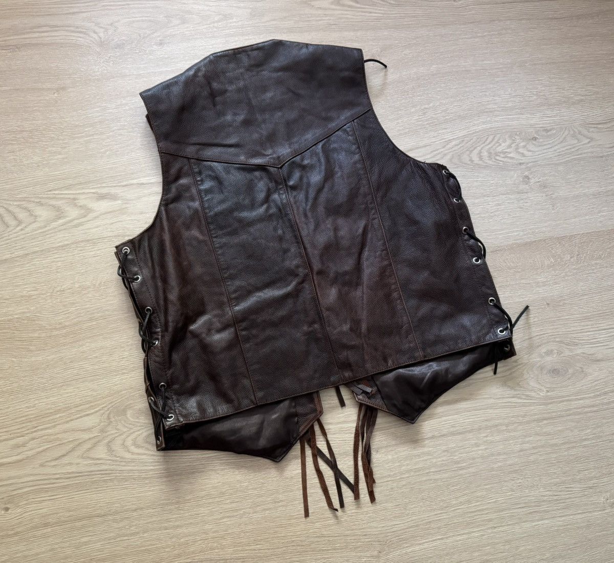 Genuine Leather Vintage 00’s Genuine Leather Brown Cowboy Western Vest Size US L / EU 52-54 / 3 - 6 Thumbnail