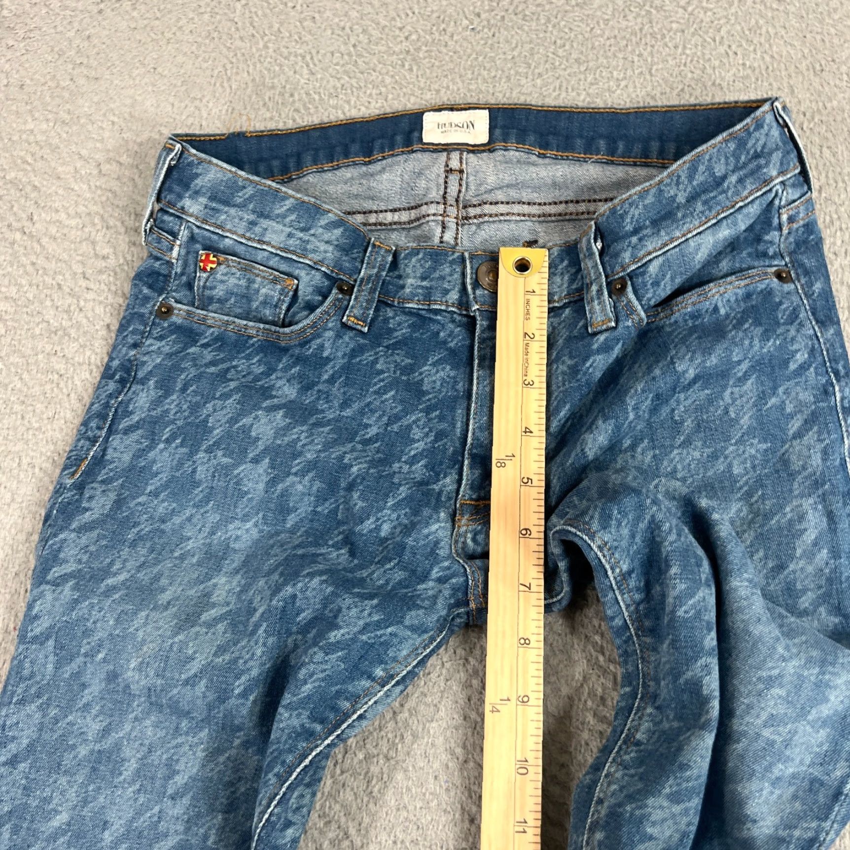 Hudson VINTAGE Hudson Womens Skinny Jeans Size 28 Blue Houndstooth Print Modern 5-Pocket Size 28" / US 6 / IT 42 - 4 Thumbnail