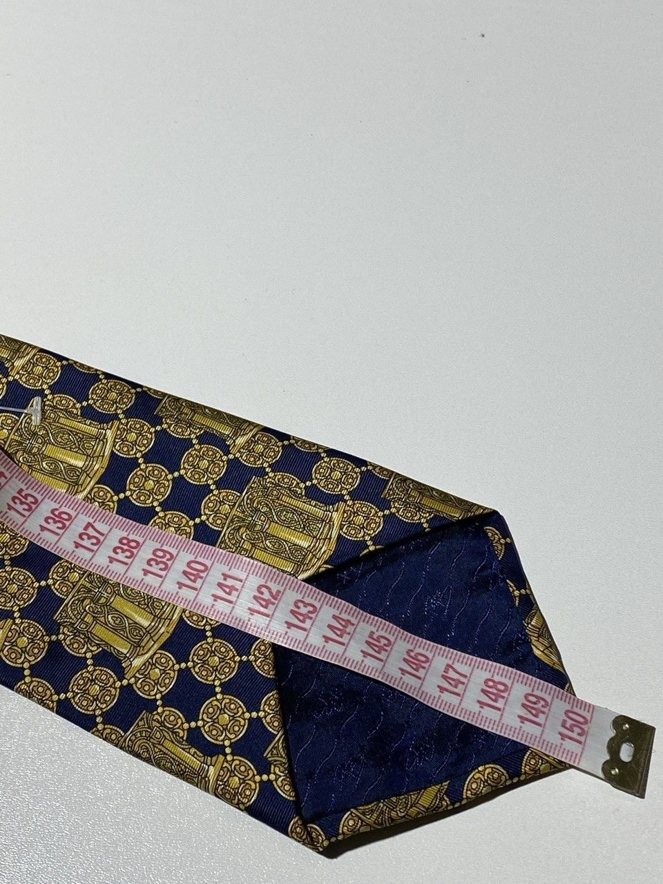 Balmain Pierre Balmain Vintage Tie Silk Baroque Gold Blue Size ONE SIZE - 13 Thumbnail