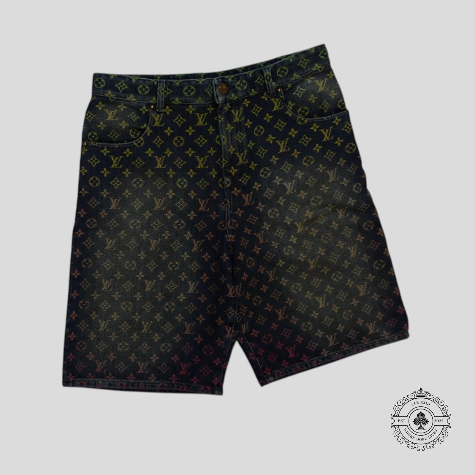 Louis Vuitton Louis Vuitton Rainbow Monogram Denim Shorts in Dark Wash Size US 34 / EU 50 - 1 Thumbnail