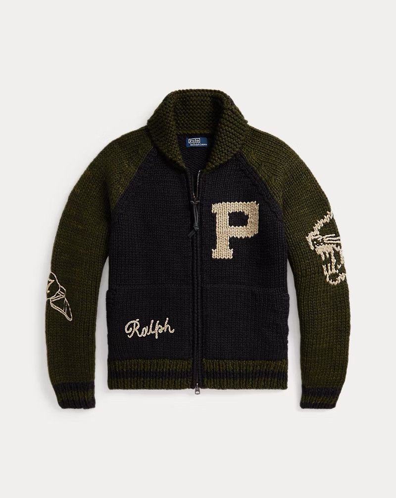 Polo Ralph Lauren POLO RALPH LAUREN Wool Shawl-Collar XL Cardigan Black Olive Size US XL / EU 56 / 4 - 3 Thumbnail