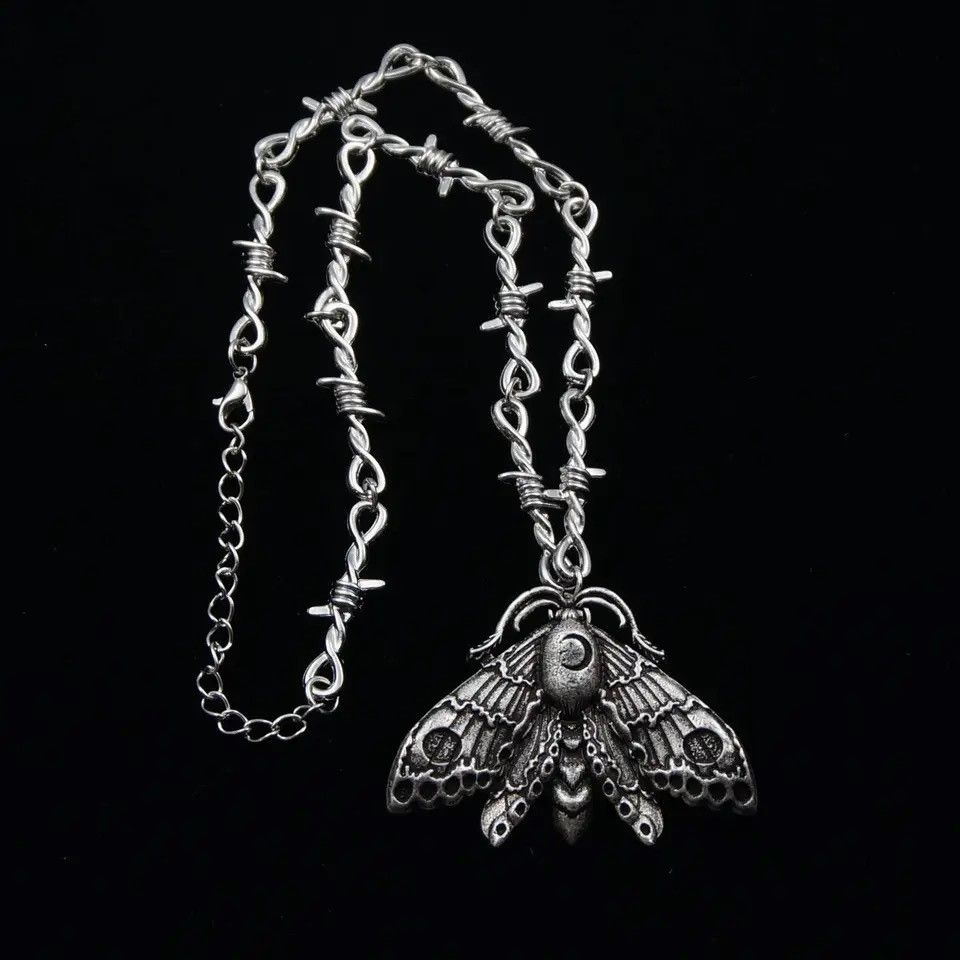 Jewelry Gothic Half Moon Moth Necklace Size ONE SIZE - 2 Thumbnail