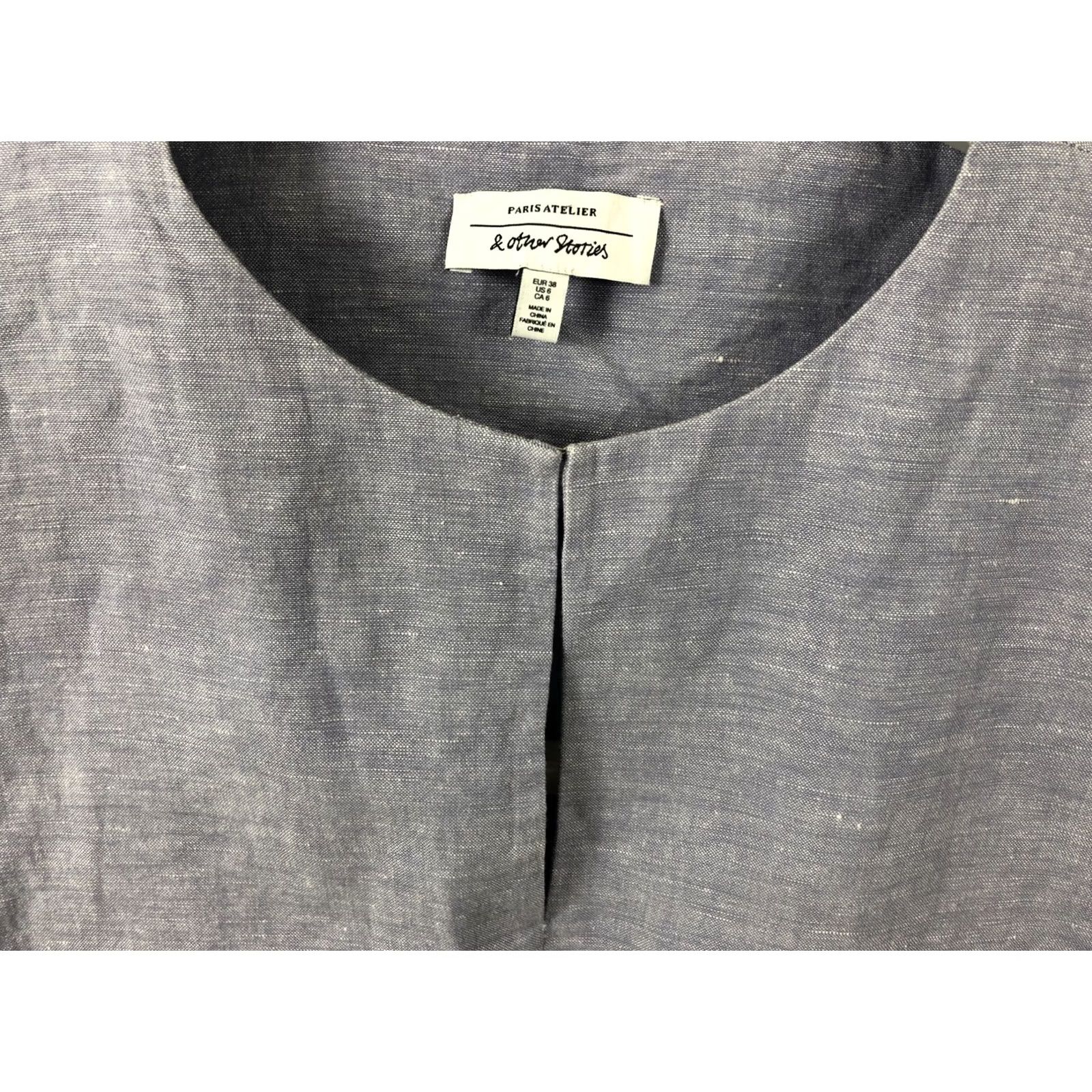 & Other Stories & Other Stories Women's Sleeveless Top Size 6 Purple Linen Blouse Crew Neck Cotton Linen Blend Short Sleeves Size M / US 6-8 / IT 42-44 - 7 Thumbnail