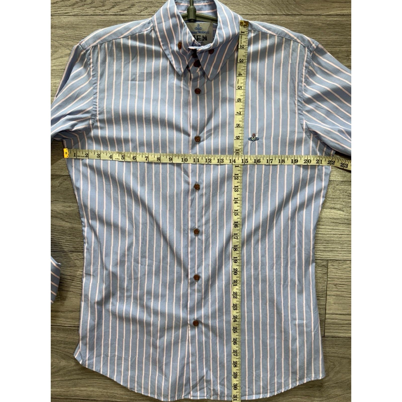 Vivienne Westwood VIVIENNE WESTWOOD MAN Shirt / Striped Slim Fit Blue Pink Long Sleeve Size S EU 46 III / 46 / small Mens Size US S / EU 44-46 / 1 - 2 Thumbnail