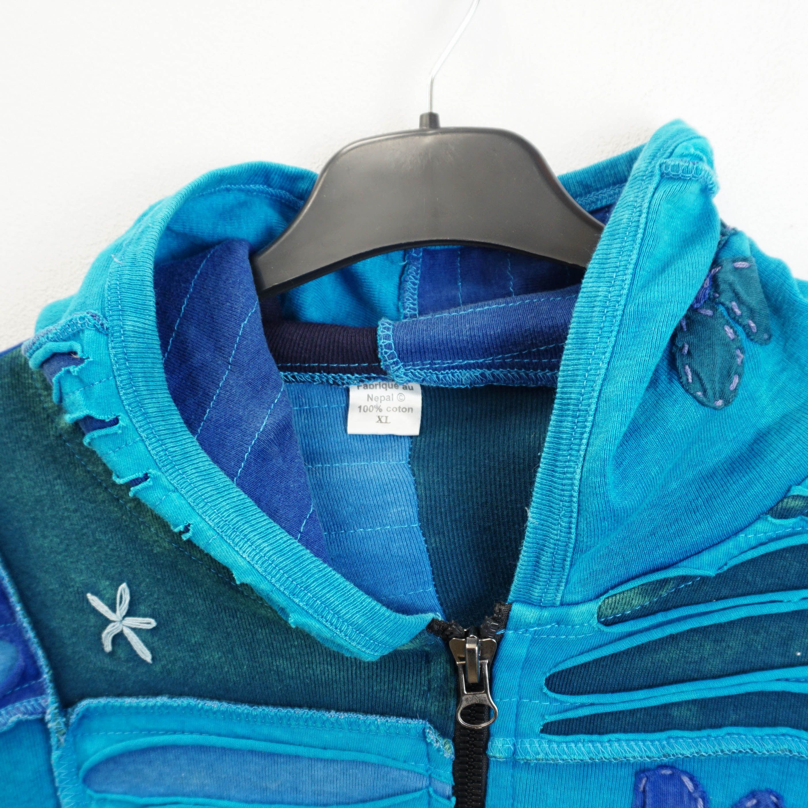 Vintage Made In Nepal Y2K Zip-Up Hoodie Size M / US 6-8 / IT 42-44 - 2 Thumbnail