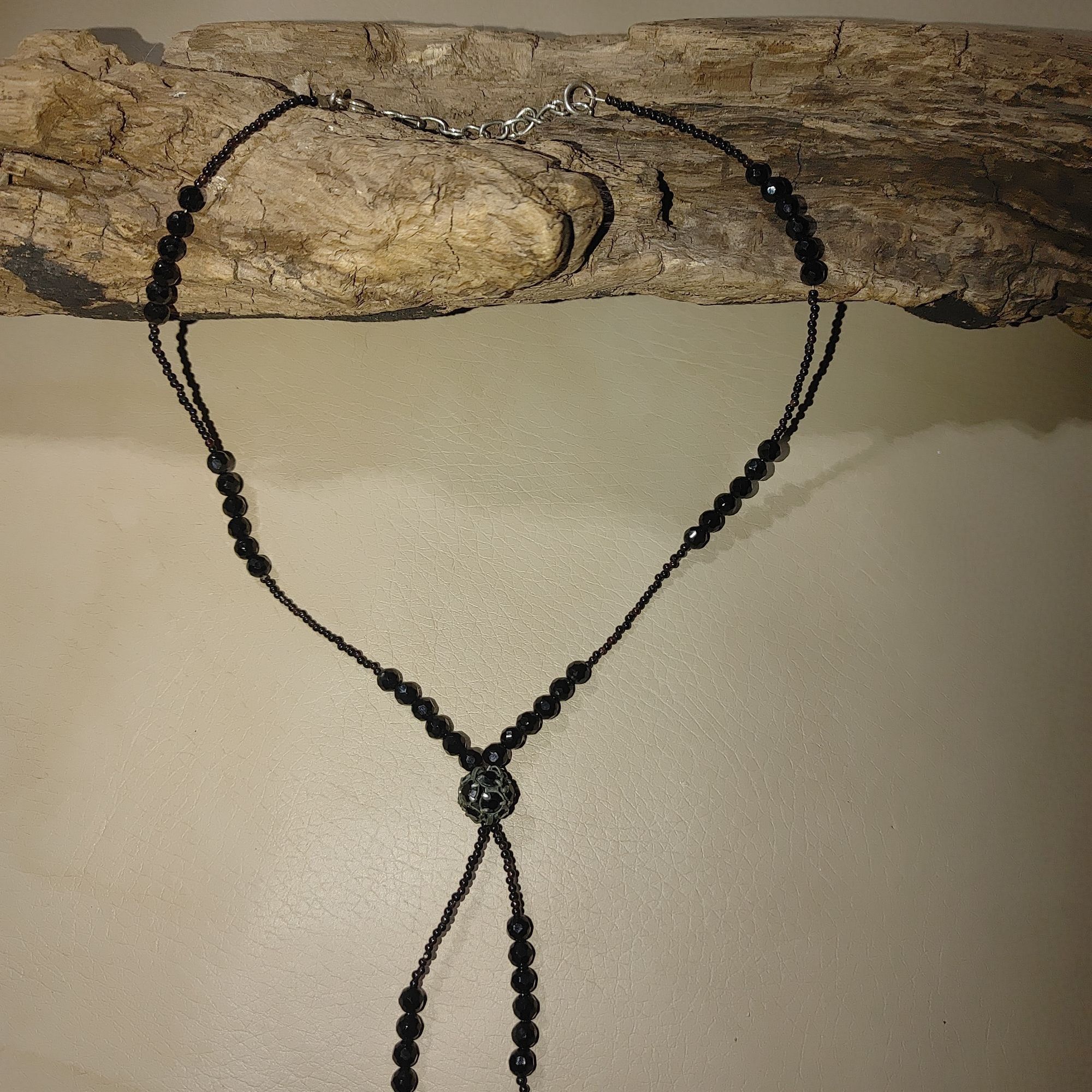 Other 925 Tassels Black Faceted Beaded Necklace Mourning Vintage V Size ONE SIZE - 5 Thumbnail