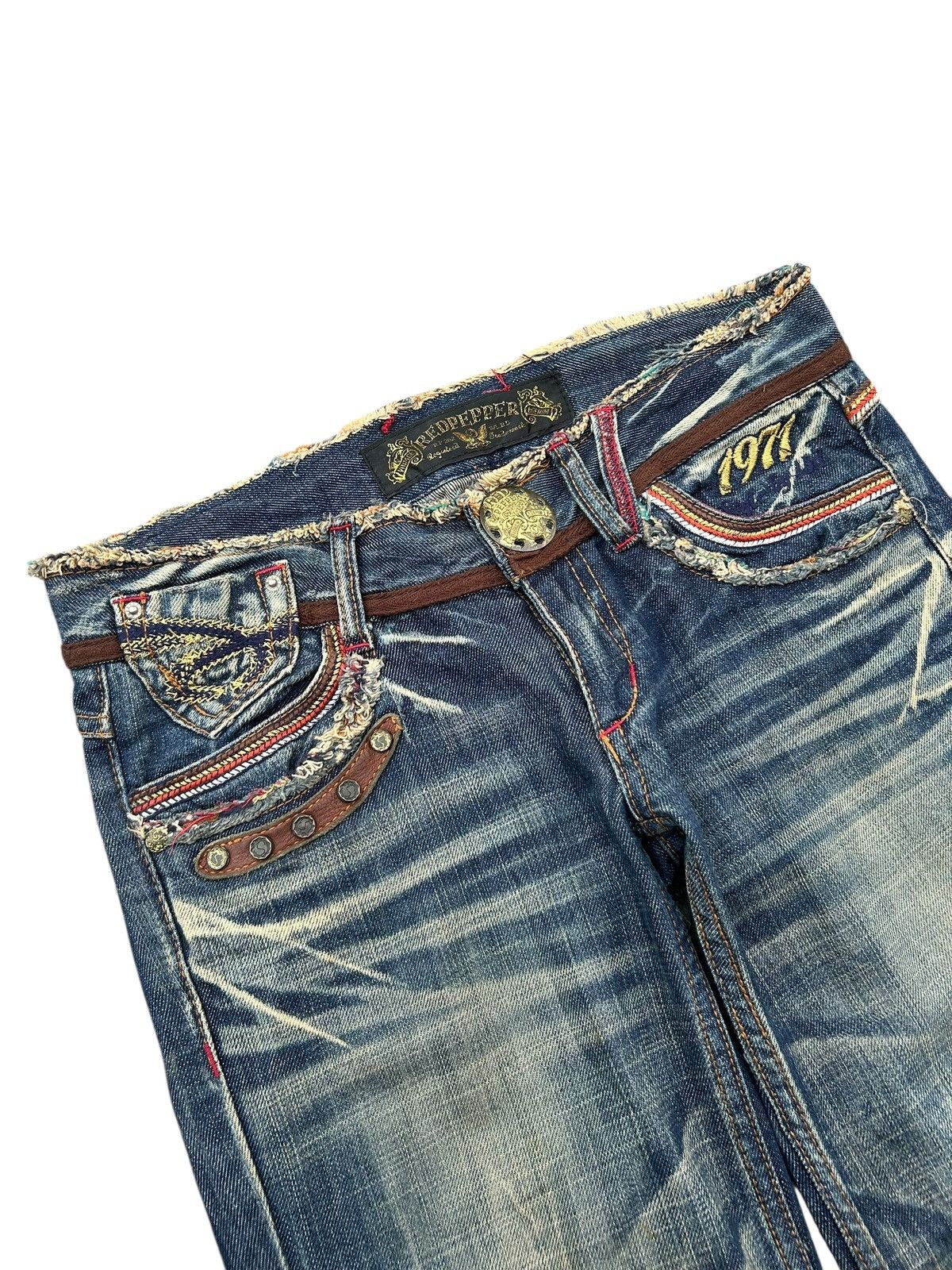 If Six Was Nine × KMRii × Le Grande Bleu (L.G.B.) ☠️ Red Papper Japanese Punk Rusty Faded Denim Jeans Lowrise Size US 30 / EU 46 - 4 Thumbnail