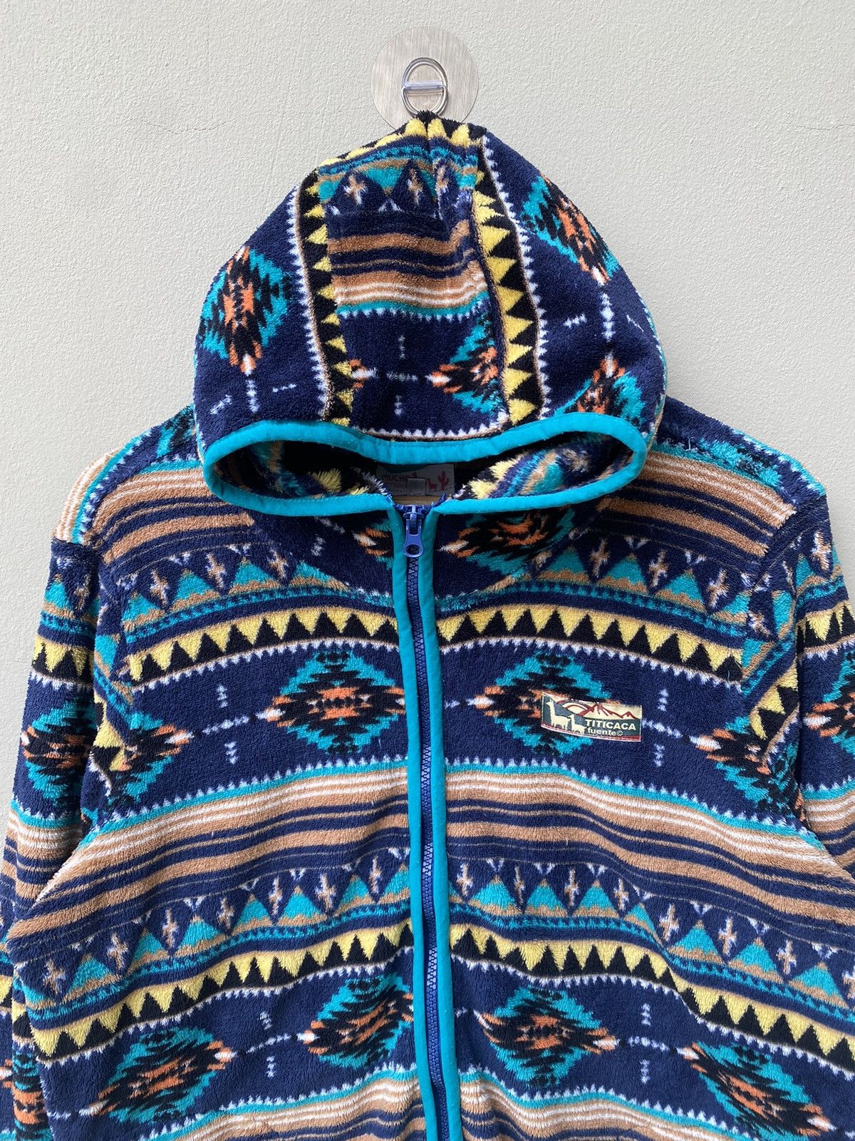 Native RARE VINTAGE TITICACA STYLE NAVACO DESIGN FLEECE JACKET Size US M / EU 48-50 / 2 - 5 Thumbnail