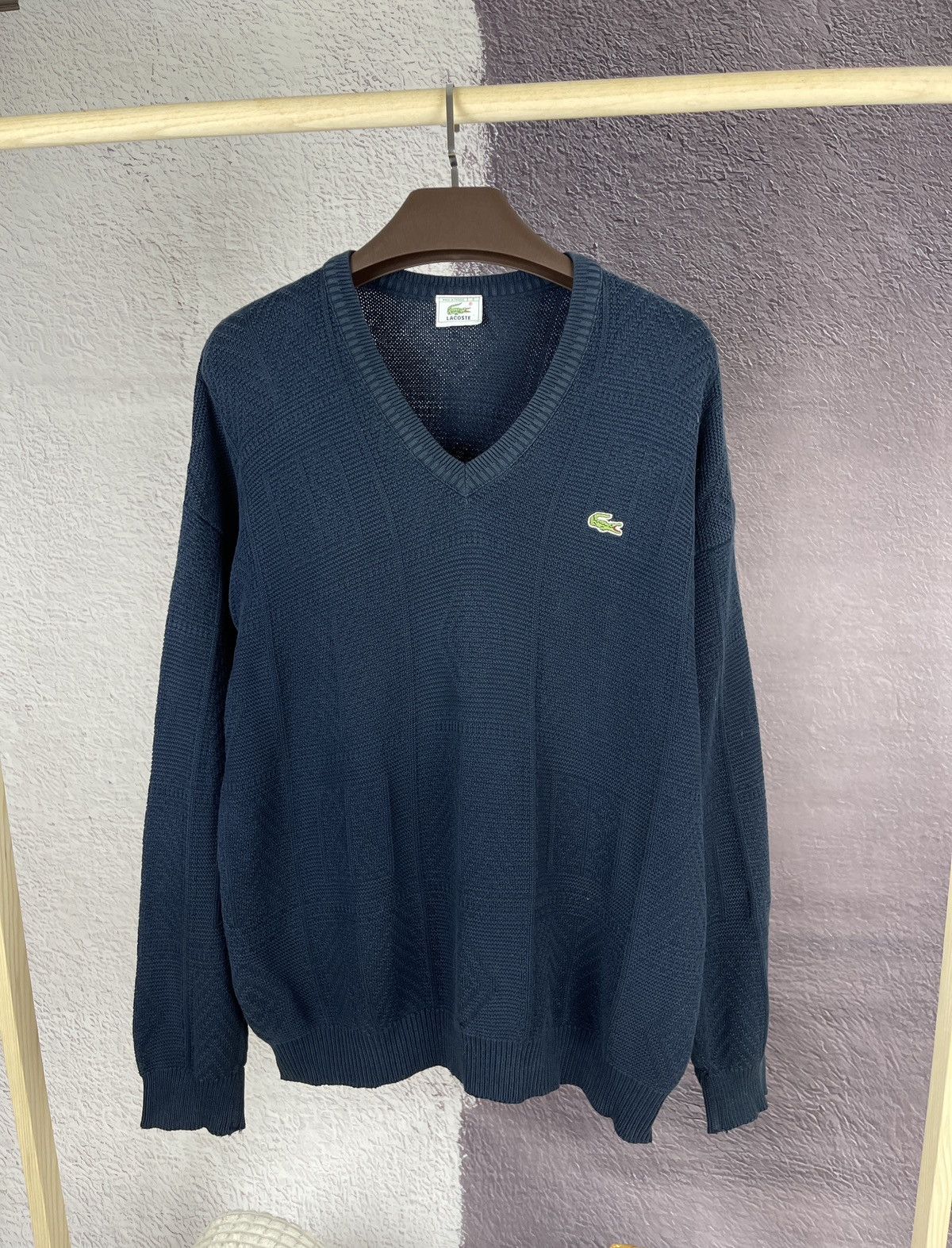 Lacoste Lacoste vintage made in France cotton v neck sweater knit Size US L / EU 52-54 / 3 - 4 Thumbnail