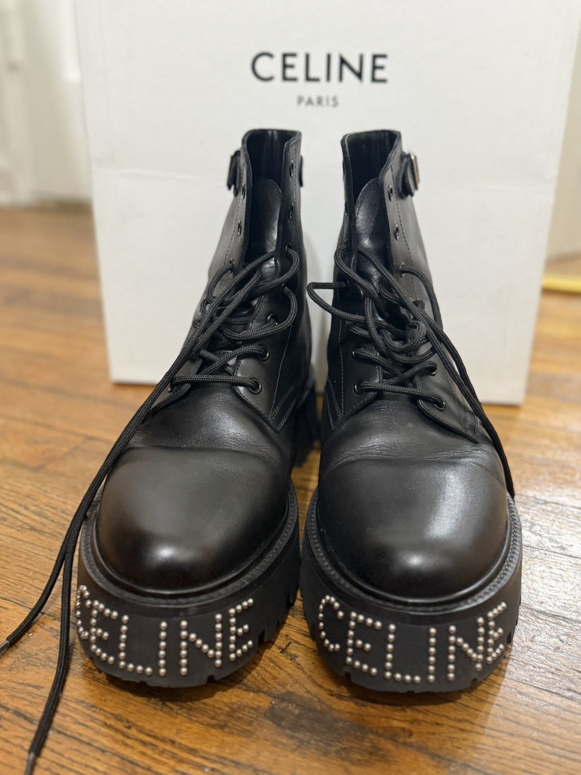 Celine Cosmic Cruiser Studded Combat Boot Size US 12 / EU 45 - 4 Thumbnail