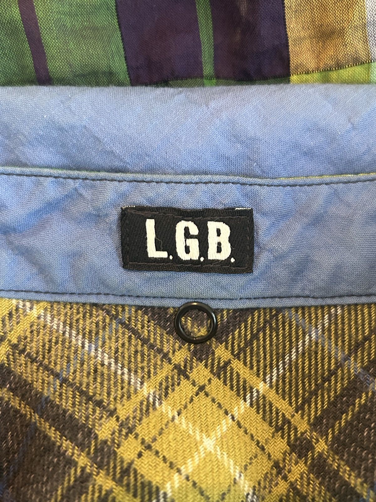 Le Grande Bleu (L.G.B.) 00’s ‘SHADOW PLAID’ Reversible Collar Flannel button up Size US M / EU 48-50 / 2 - 11 Thumbnail
