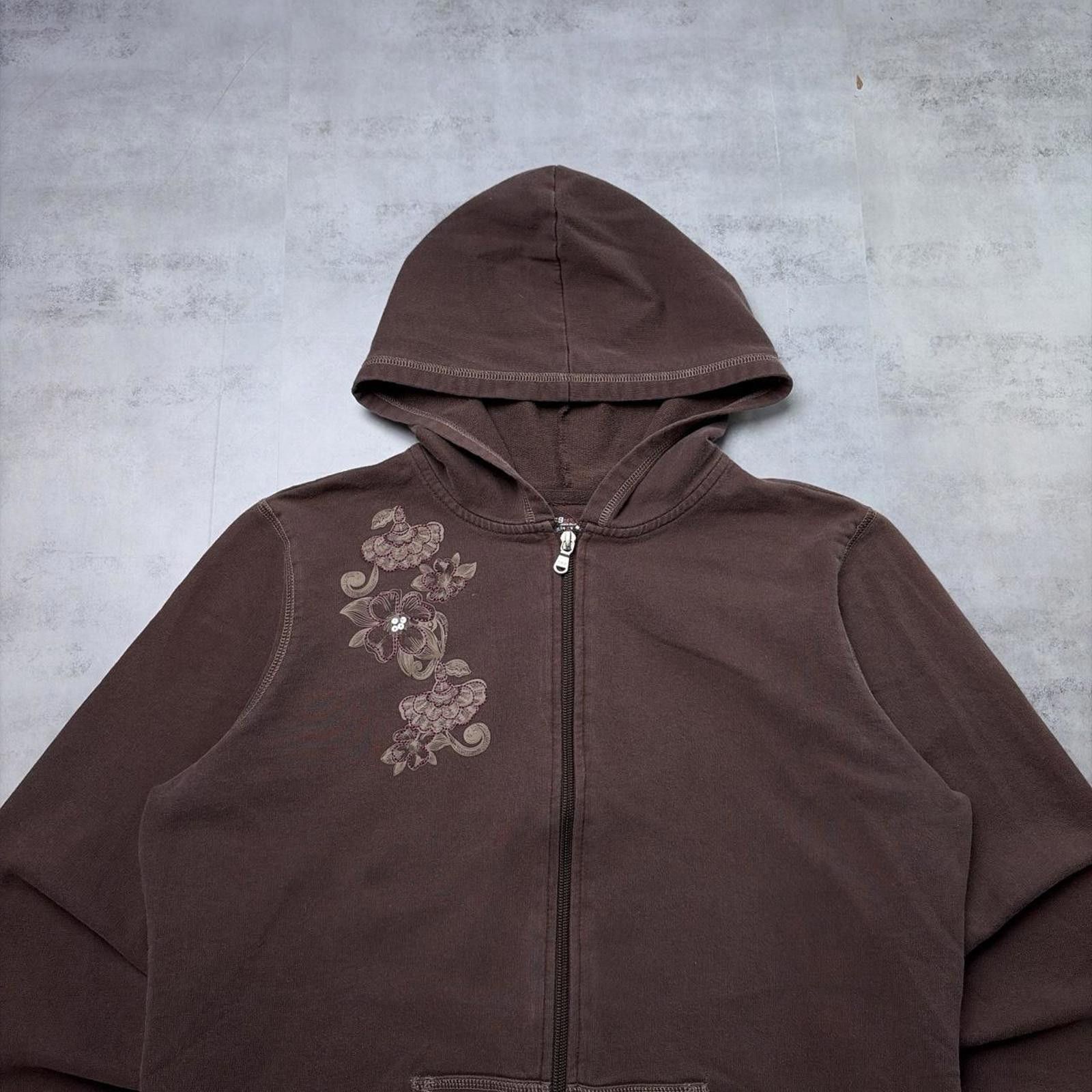 Other Y2K Brown SB Active Grunge Floral Zip Up Hoodie Size L / US 10 / IT 46 - 3 Thumbnail