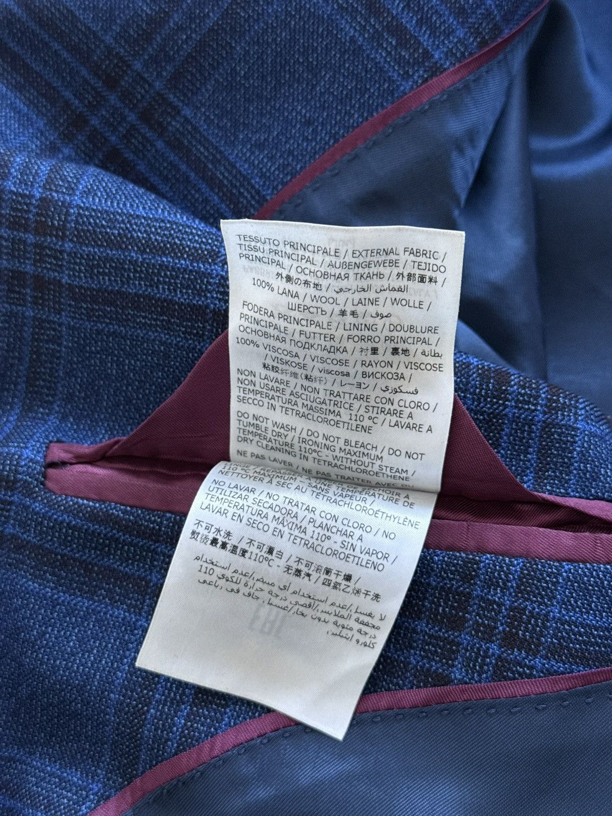 Boggi Boggi Milano Wool Drago 130s Navy Blue Plaid Blazer Jacket Size 42R - 12 Thumbnail