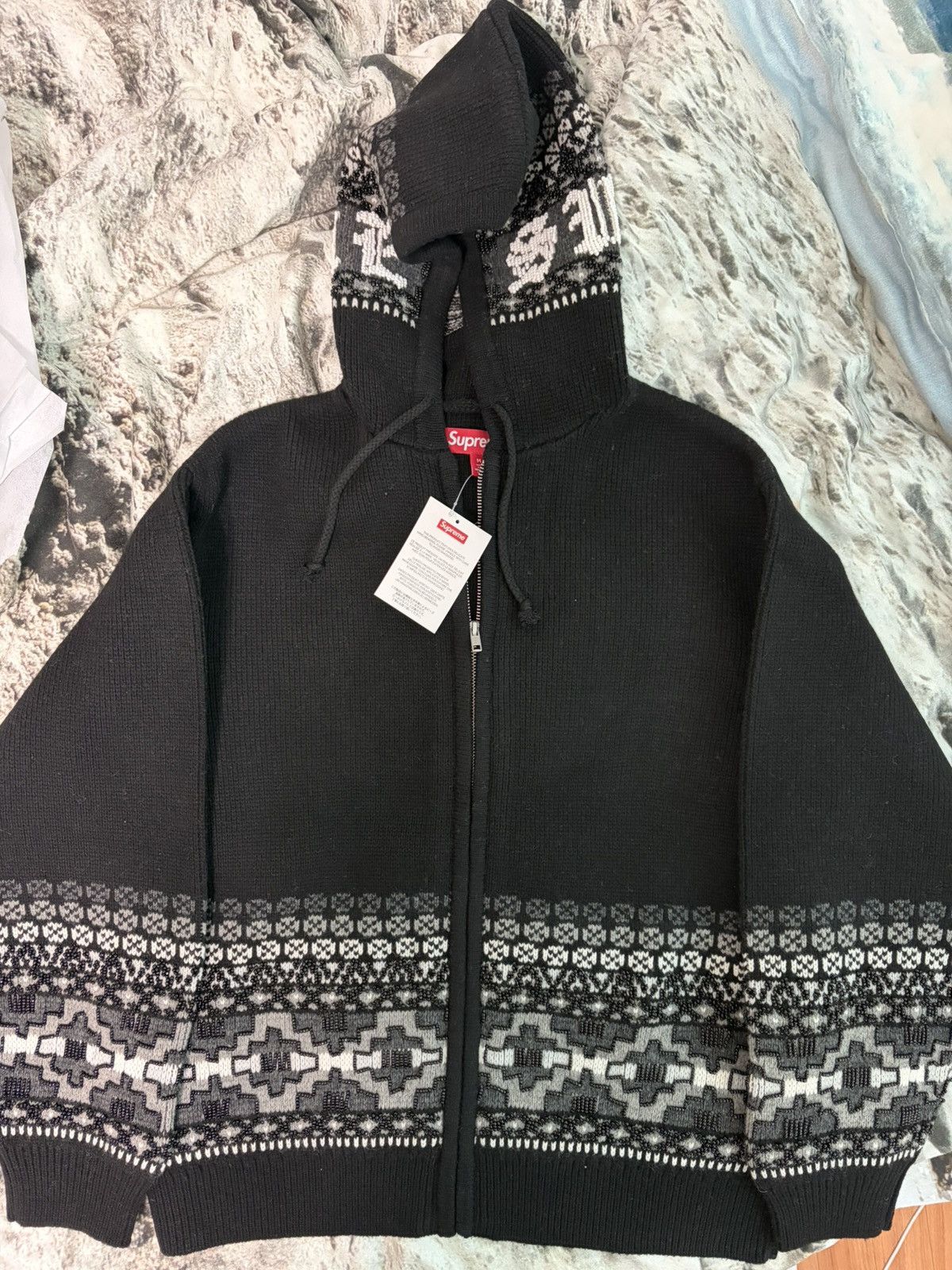Supreme Supreme Beaded Zip Up Hooded Sweater Black Size US M / EU 48-50 / 2 - 2 Thumbnail
