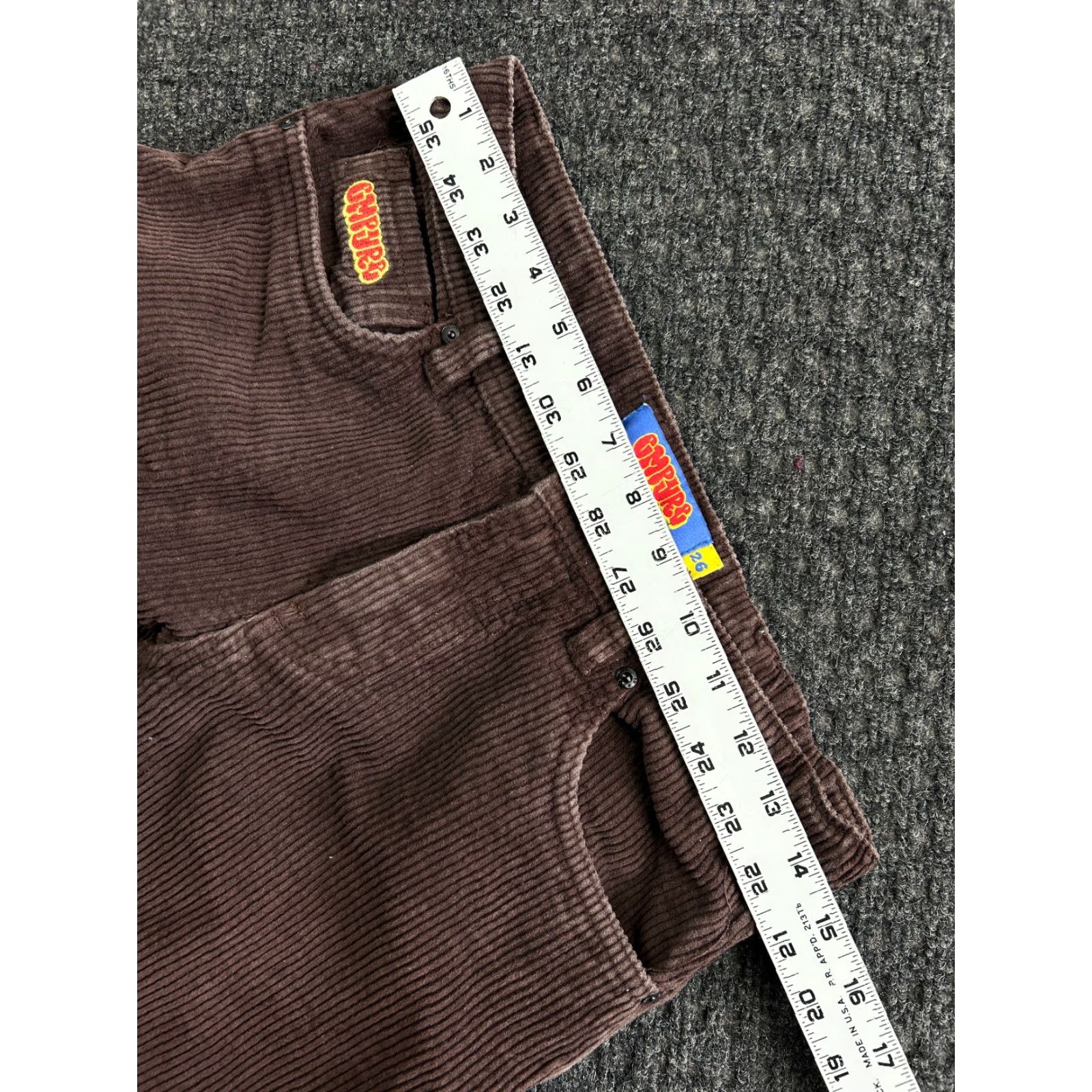 Empyre Empyre Pants Boss Relax Corduroy Wide-Leg 90s Grunge Skater Mens 26 x 26 Brown Corduroy Embroidered Logo Button Zipper 5-Pocket Straight Casual Size US 26 / EU 42 - 7 Thumbnail