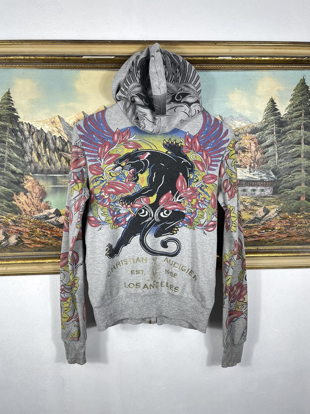 Christian Audigier × Ed Hardy × Vintage Ed Hardy x Christian Audigier Retro 00s Hoodie With Crystals Size M / US 6-8 / IT 42-44 - 7 Thumbnail