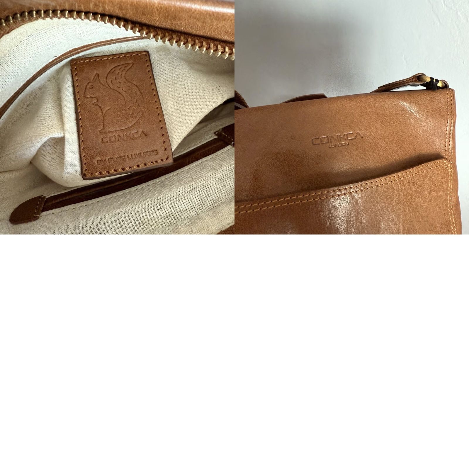 Vintage VINTAGE CONKCA LONDON Dink Dark Tan Leather Cross Body Bag Size ONE SIZE - 8 Thumbnail