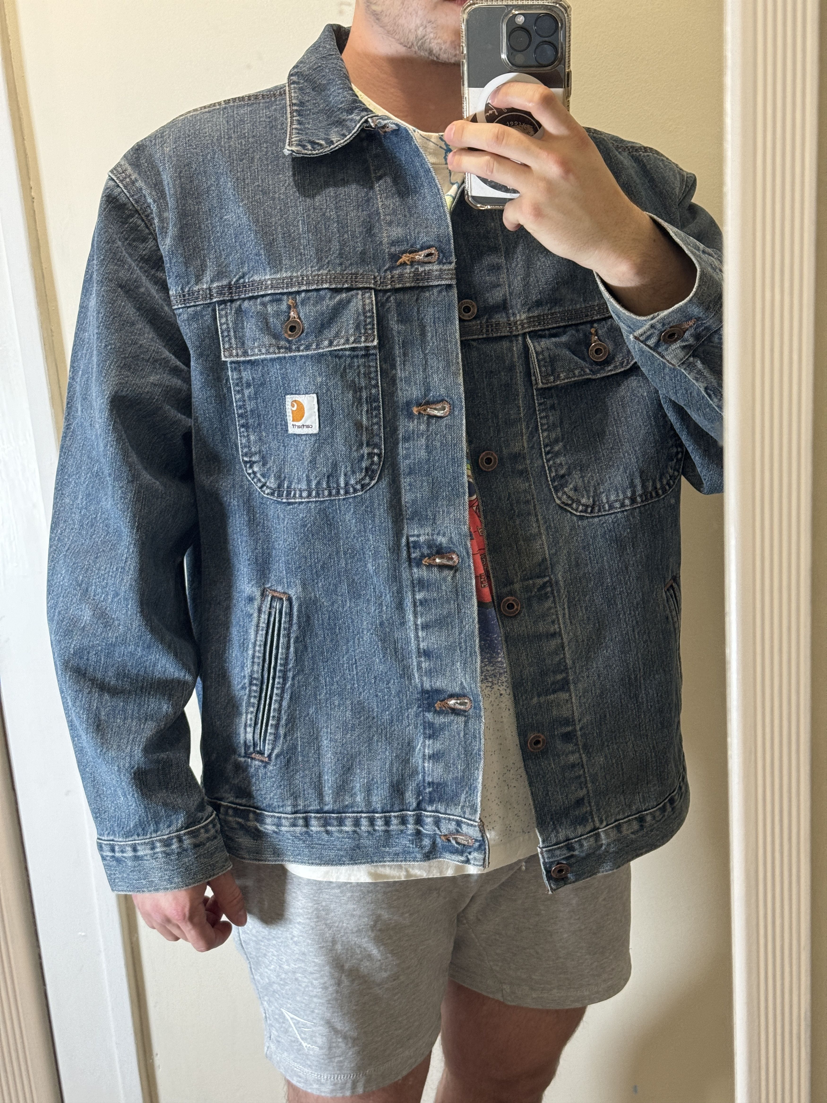 image of VTG 90's Carhartt Detroit Style J01 J97 Denim Mens XL Jacket in Blue