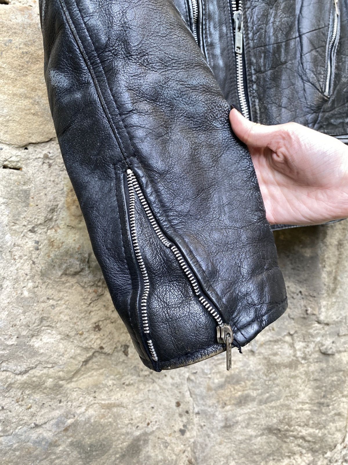 Vintage Vintage 80s Distressed Punk Lightning Leather Biker Jacket Size US L / EU 52-54 / 3 - 12 Thumbnail