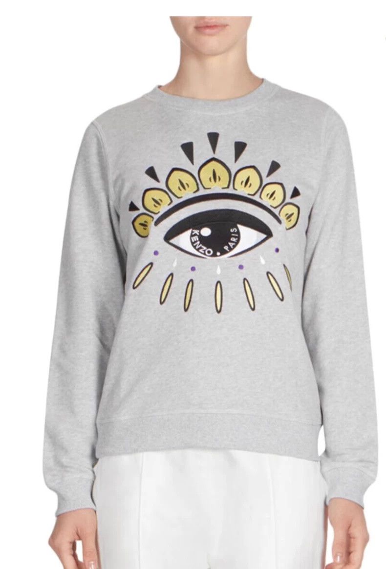 Kenzo KENZO Gray embroidered big eyes hoodie Size S / US 4 / IT 40 - 8 Thumbnail