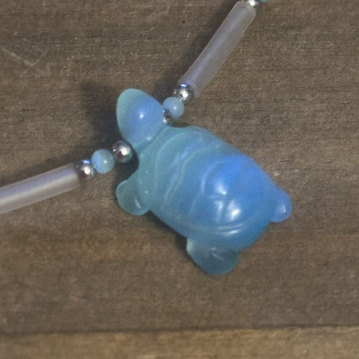 Vintage Vintage beaded sea glass turtle pendant necklace Size ONE SIZE - 3 Thumbnail