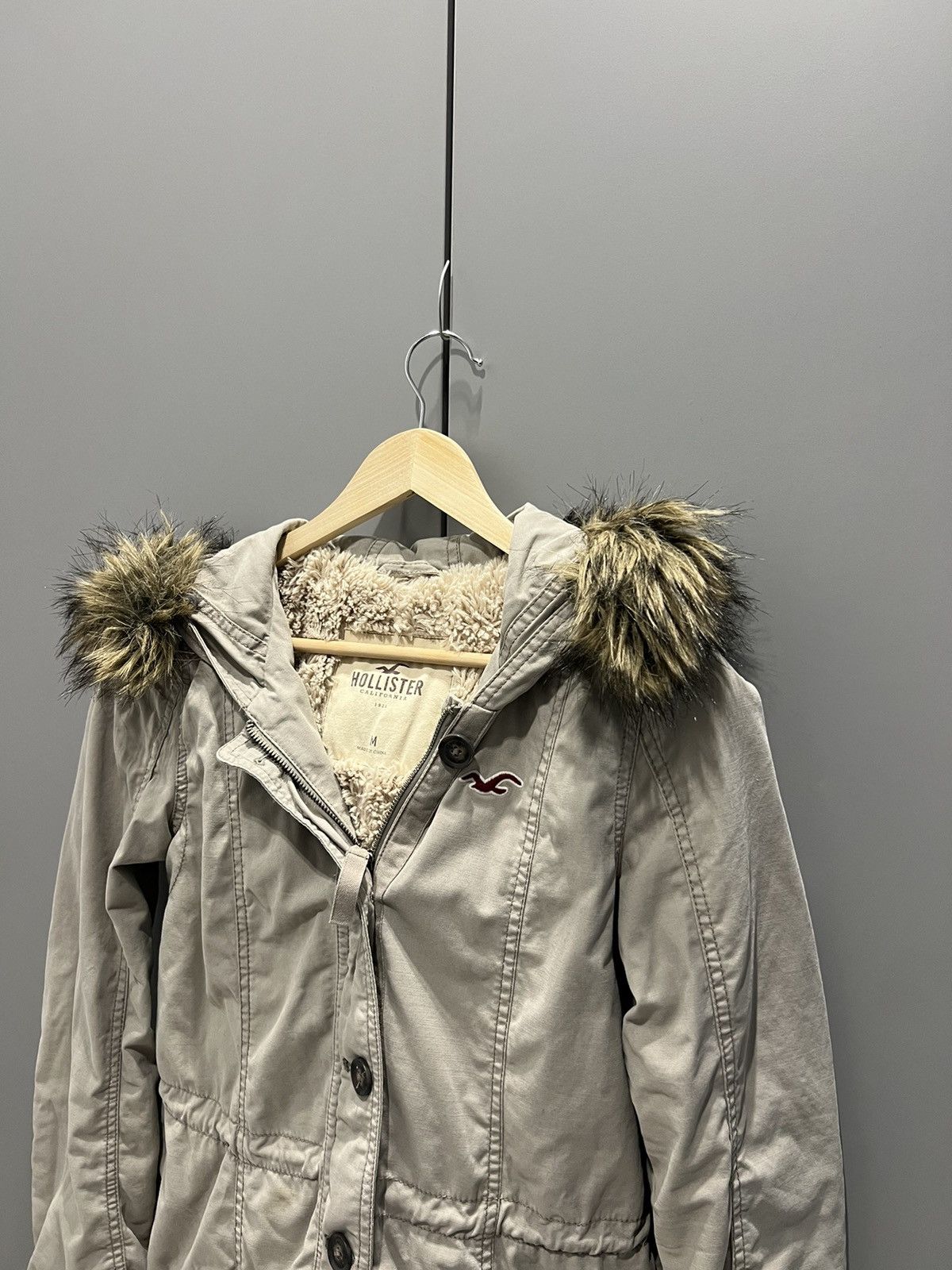 Hollister Hollister Y2K Womens Hooded Utility Coat Sherpa Lined Jacket Size M / US 6-8 / IT 42-44 - 8 Thumbnail