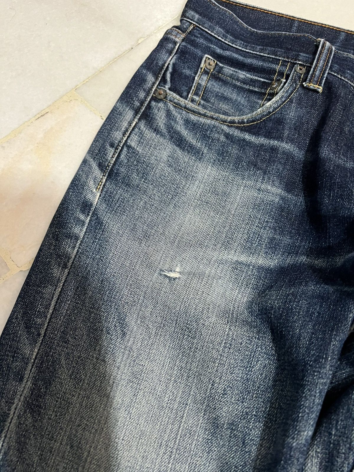 If Six Was Nine × Le Grande Bleu (L.G.B.) 🌈Vintage Back Number Kaihara denim Distressed Jean Size US 29 - 8 Thumbnail