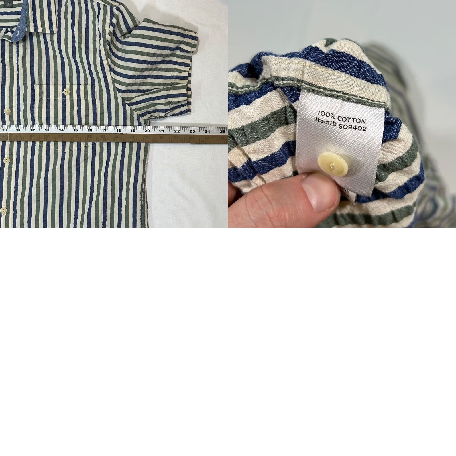 Vintage L.L. Bean Signature Mens Slim Fit Camp Shirt Short Sleeve Button Up Blue Striped Med Size US M / EU 48-50 / 2 - 8 Thumbnail