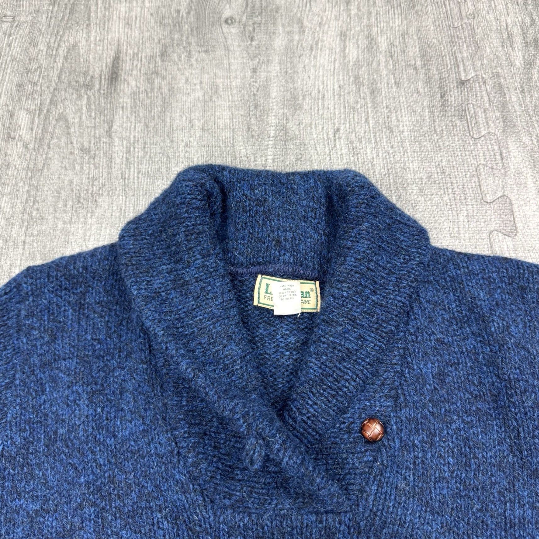 Vintage VINTAGE 80s L.L. Bean Wool Nylons Shawl Collar Sweater Women's S Heathered Blue Nautical Knit Pullover Size S / US 4 / IT 40 - 2 Thumbnail