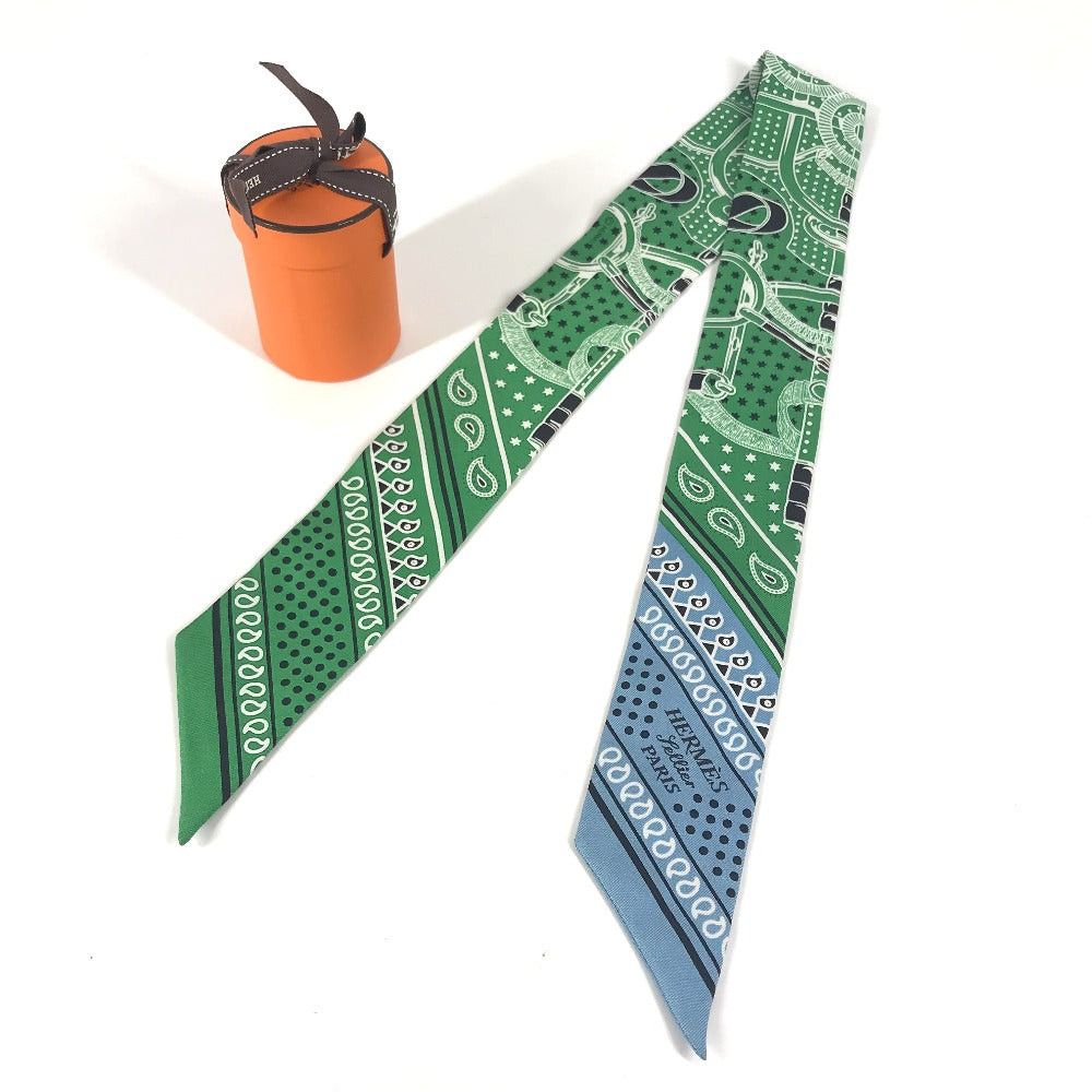Hermes Hermes Twilly Wheelie Apron Doll Bandana Bandeau Scarf Silk Women Green Size ONE SIZE - 1 Thumbnail