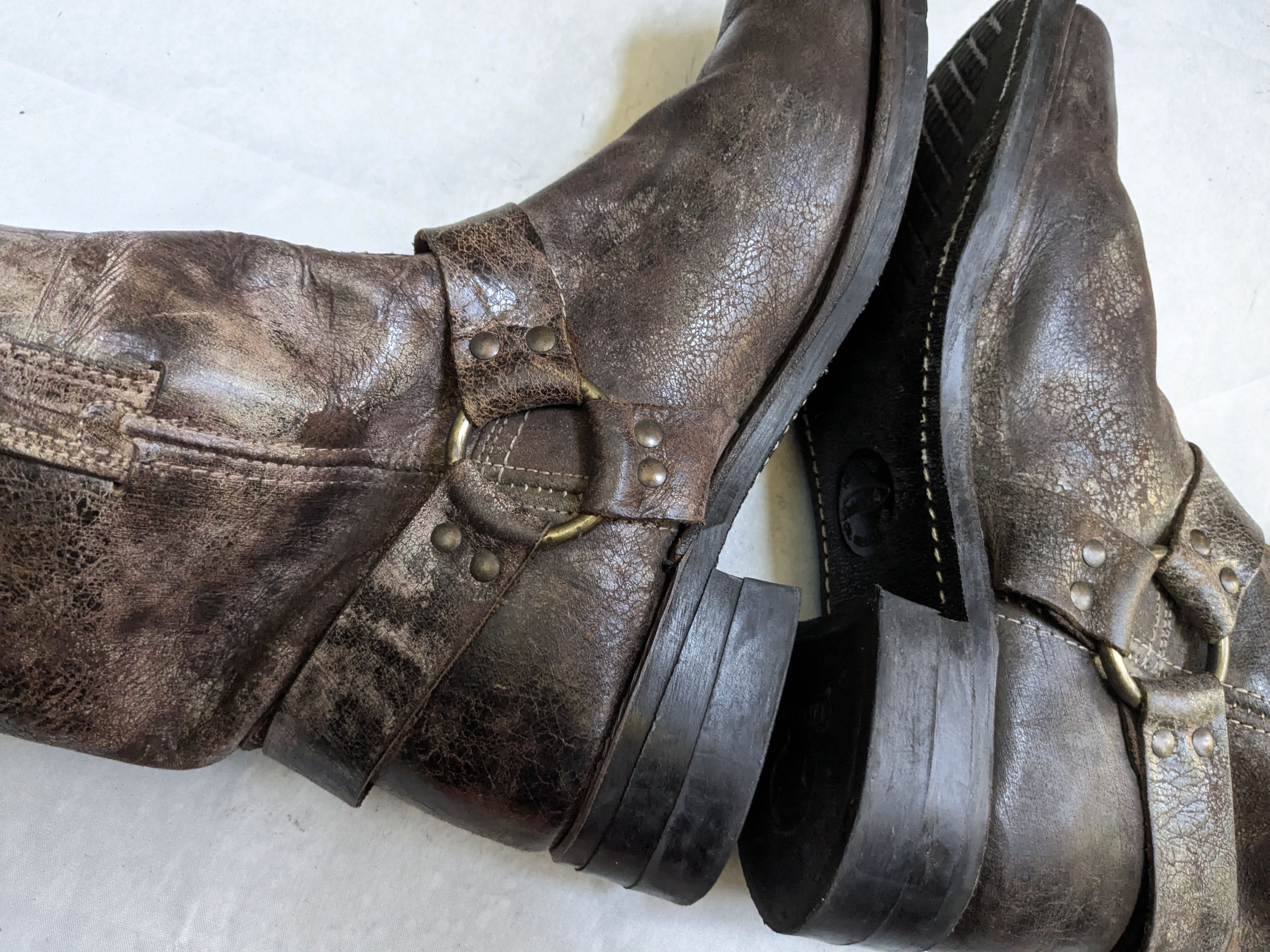 Frye Frye Harness Brown 13 M Leather Strap Buckle Size US 13 / EU 46 - 14 Thumbnail