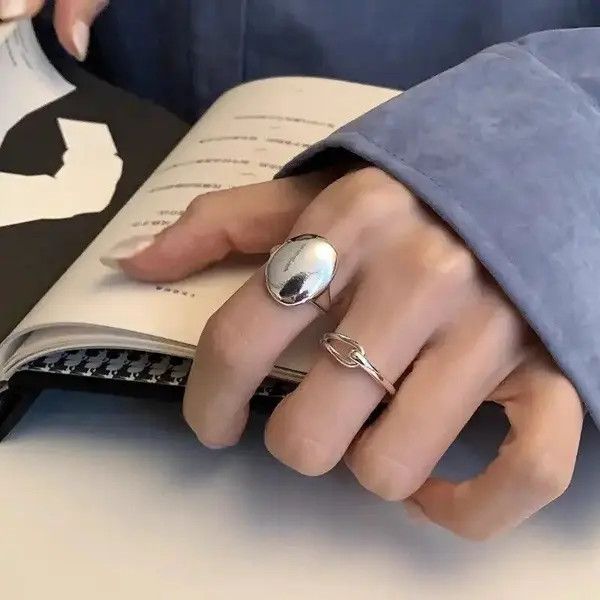 Jewelry Simple Glossy Round Cuff Finger Rings Size ONE SIZE - 2 Thumbnail