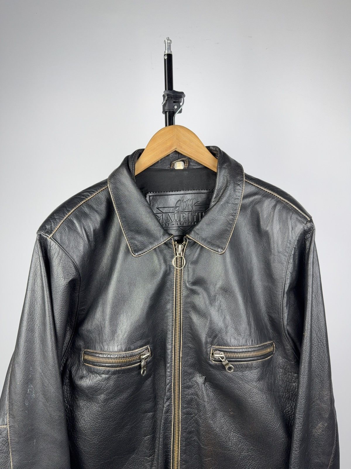 Leather Vintage 90s Gipsy Mauritius Black Leather Moto Biker Jacket Size US XL / EU 56 / 4 - 2 Thumbnail