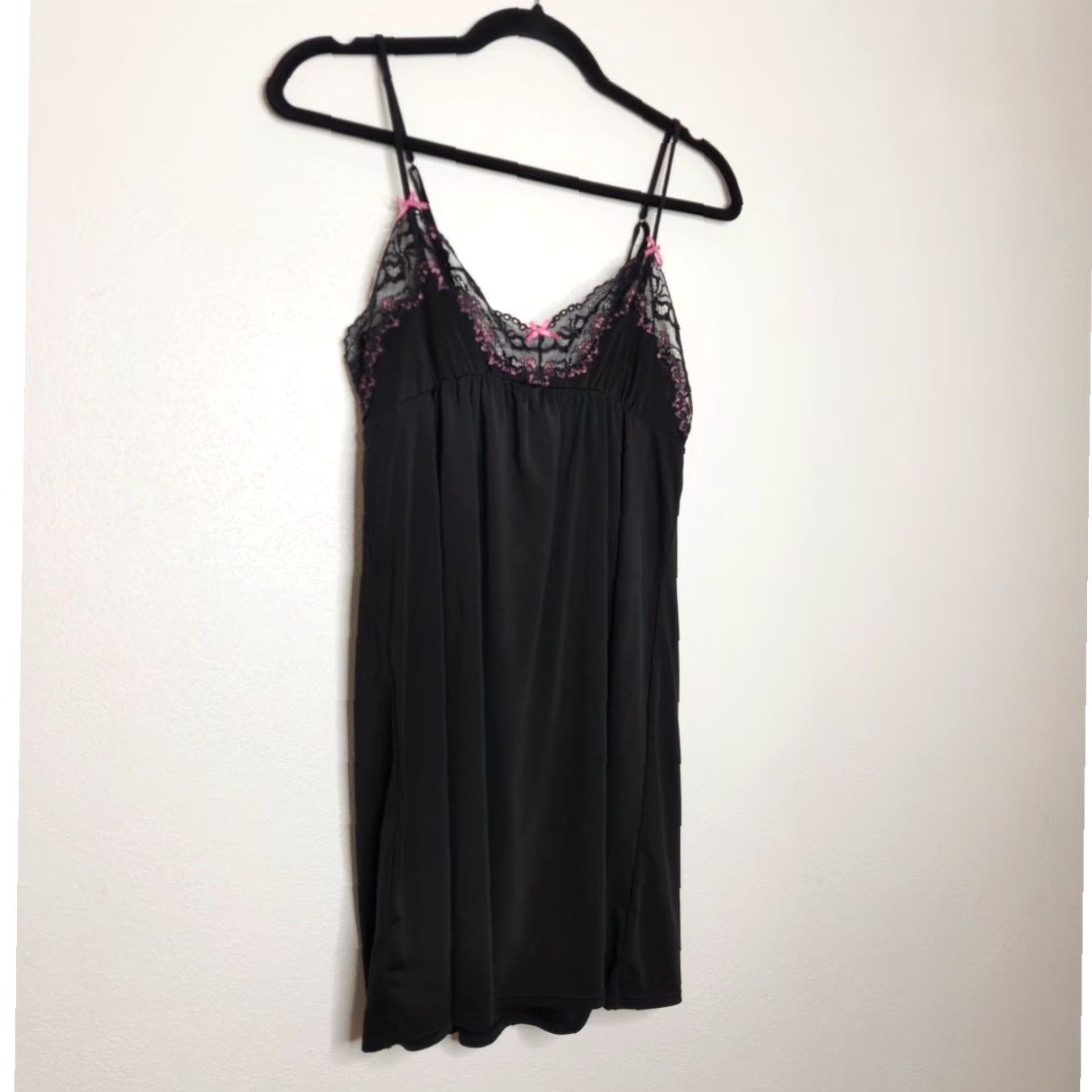 Betsey Johnson VINTAGE Betsey Johnson Slip Dress Shirt Womens S Black Lace Bows 90s Y2K Emob Betsey Johnson Dress Slip Short 30 15 Lace Bow Fine Womens Size S / US 4 / IT 40 - 2 Thumbnail
