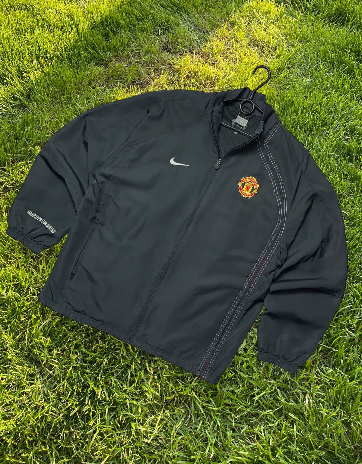 image of Nike Manchester United Soccer Track Jacket Size L in Grey, Men's