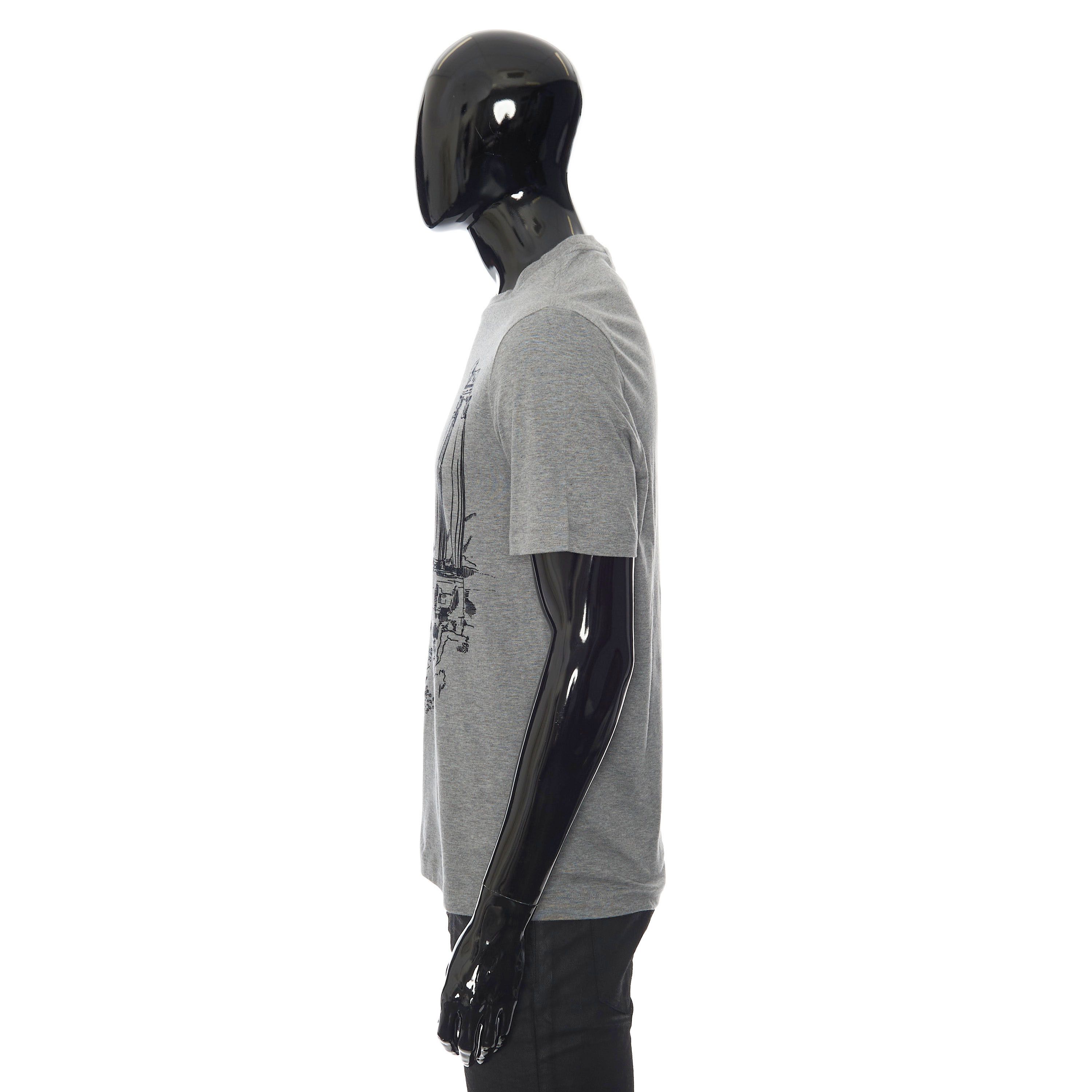 Brioni Crewneck Tshirt In Grey Printed Cotton Jersey Size US M / EU 48-50 / 2 - 3 Thumbnail