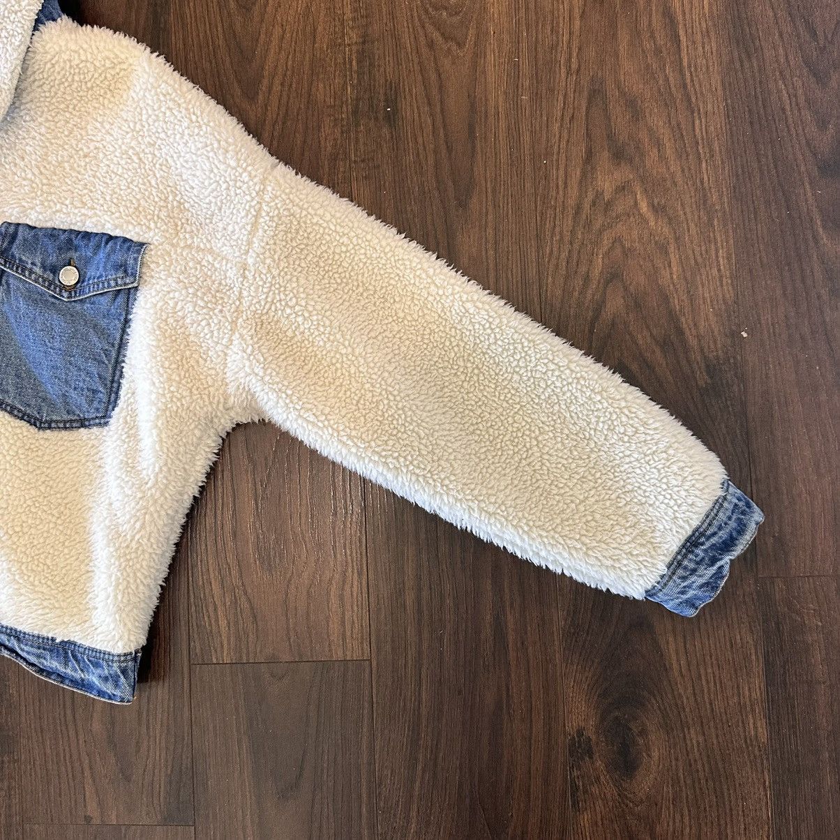 Other White fur denim fleece jacket button up sz large angel kiss Size L / US 10 / IT 46 - 4 Thumbnail