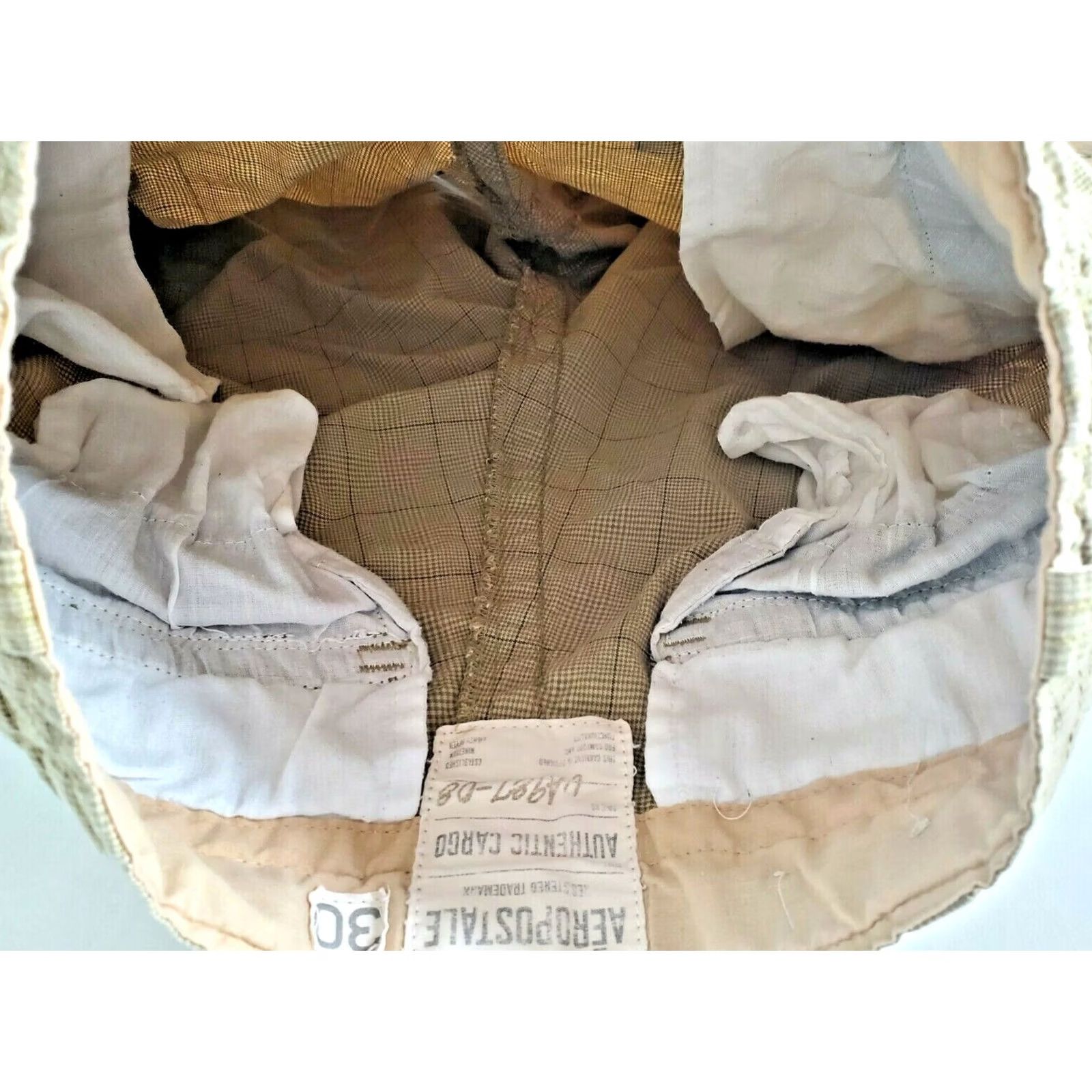 Vintage Aéropostale Cargo Shorts Men 30 Khaki Drawstring Plaid Board Swim 11” Inseam Casual Cargo Pocket Beige 100% Cotton Mens Size ONE SIZE - 6 Thumbnail