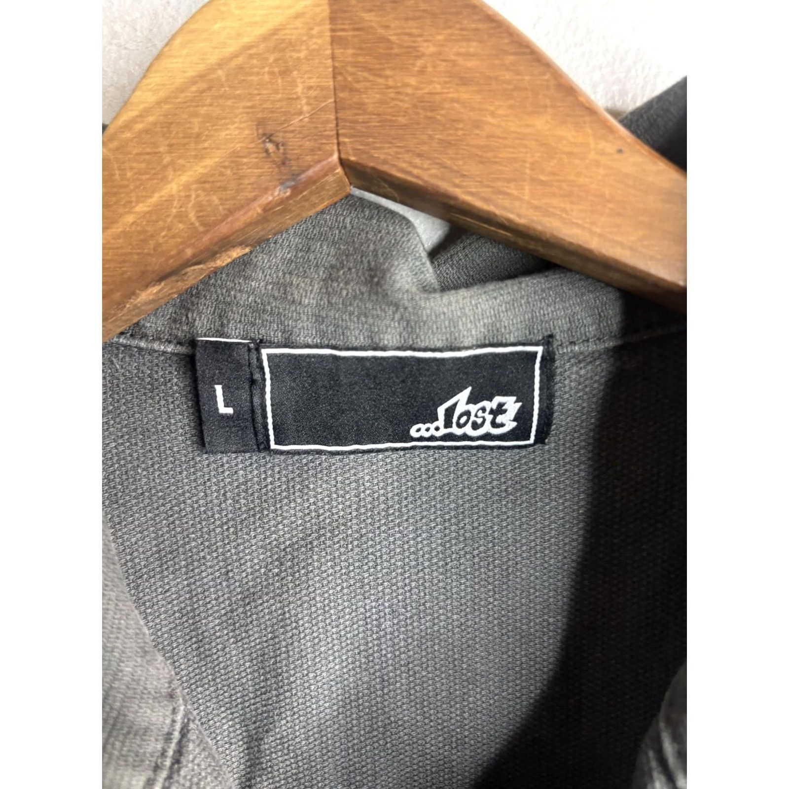 Logo 7 ...Lost Mens Large Gray Cotton Full Zip Striped Logo Bomber Jacket Size US L / EU 52-54 / 3 - 3 Thumbnail