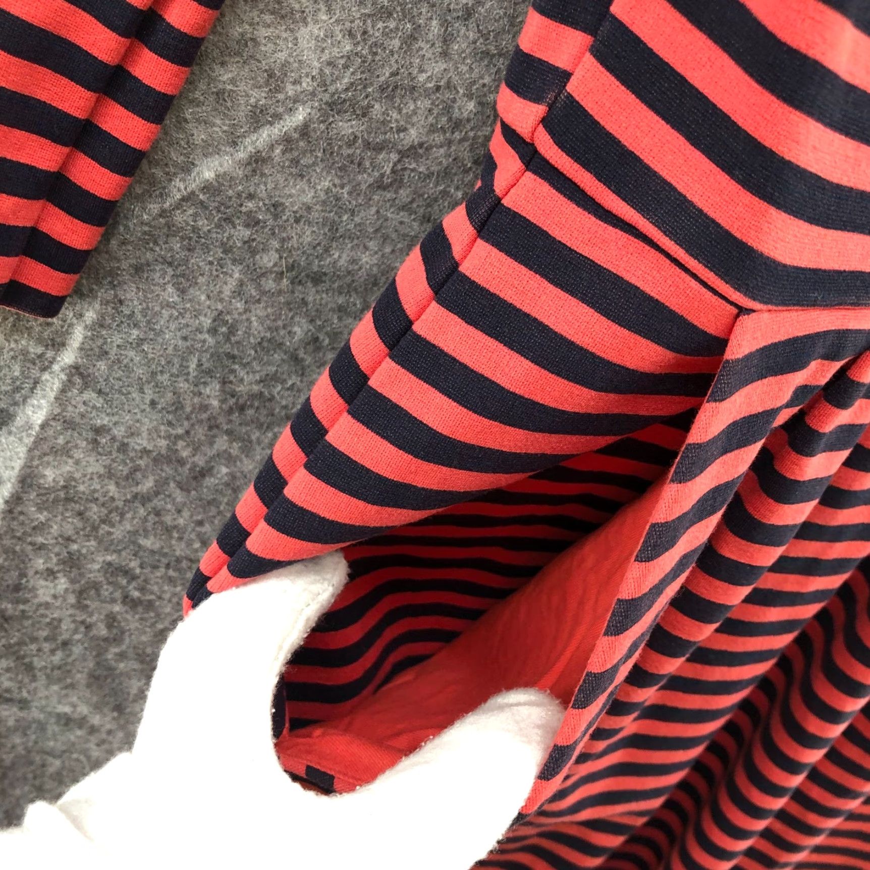 J.Crew J.CREW Dress Striped 3/4 Sleeve Knit A-Line Knee Length Coral Navy Size 0 Womens Size XS / US 0-2 / IT 36-38 - 6 Thumbnail