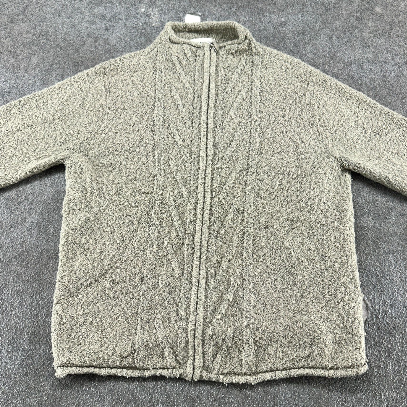 Evan Picone VINTAGE Evan Picone Sweater Womens M Beige Cardigan Full Zip Boiled Wool 90s Size M / US 6-8 / IT 42-44 - 3 Thumbnail