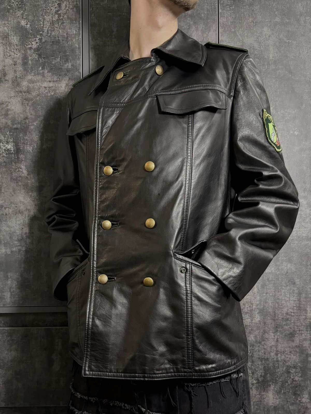 Vintage Crazy Vintage 80s Polizei Leather Jacket Schott Hussar Raf Size US L / EU 52-54 / 3 - 9 Thumbnail