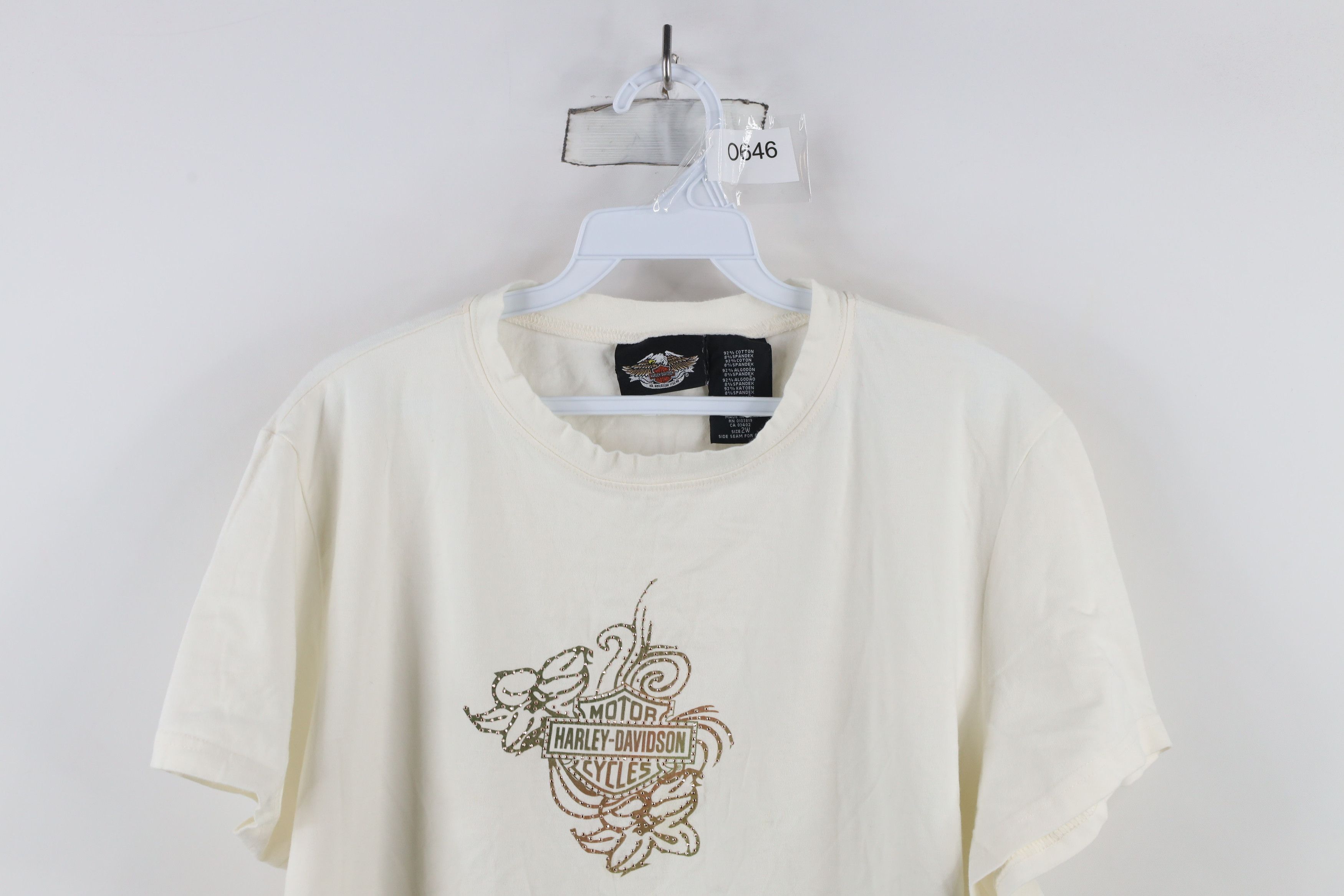 Harley Davidson × Vintage Vintage Y2K Harley Davidson Tribal Flower T-Shirt Cream Size XXL / US 16-18 / IT 52-54 - 2 Thumbnail
