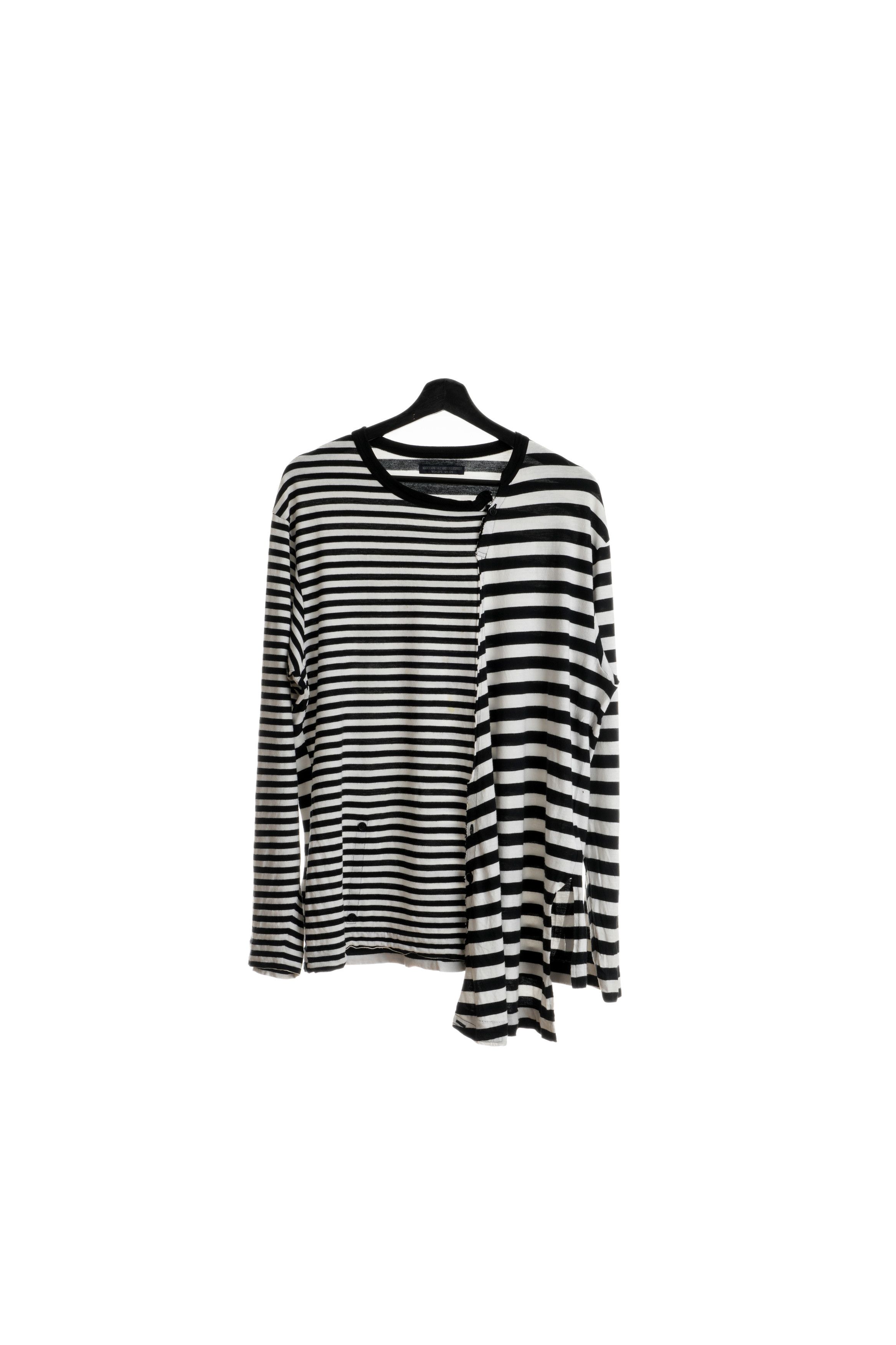 Yohji Yamamoto Asymmetrical Striped Henley Long Sleeve Tee Size US L / EU 52-54 / 3 - 2 Thumbnail