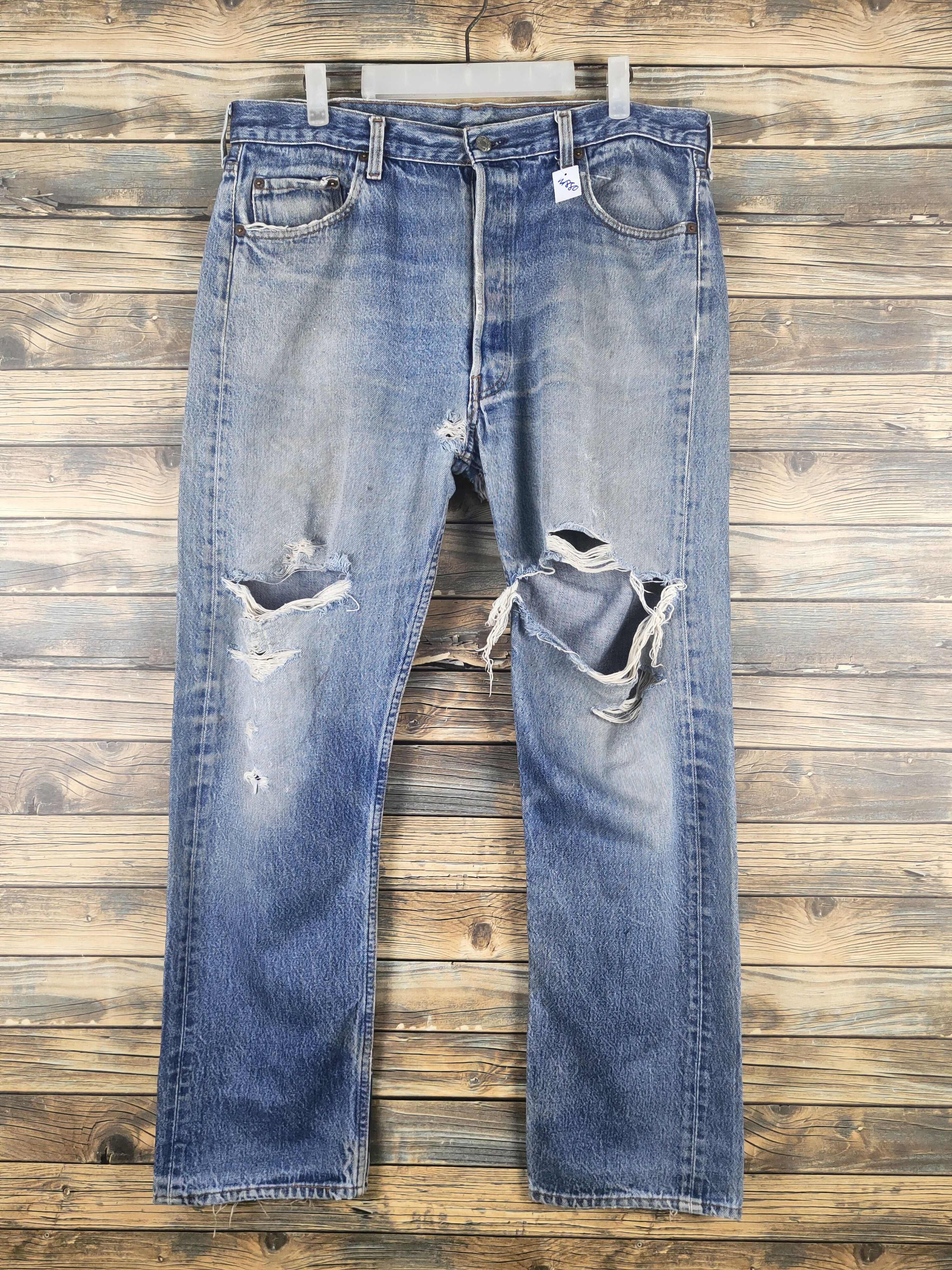 Levi's DL 80' Levi's Blue Distressed Ripped Jeans #W2268 Size US 36 / EU 52 - 1 Thumbnail