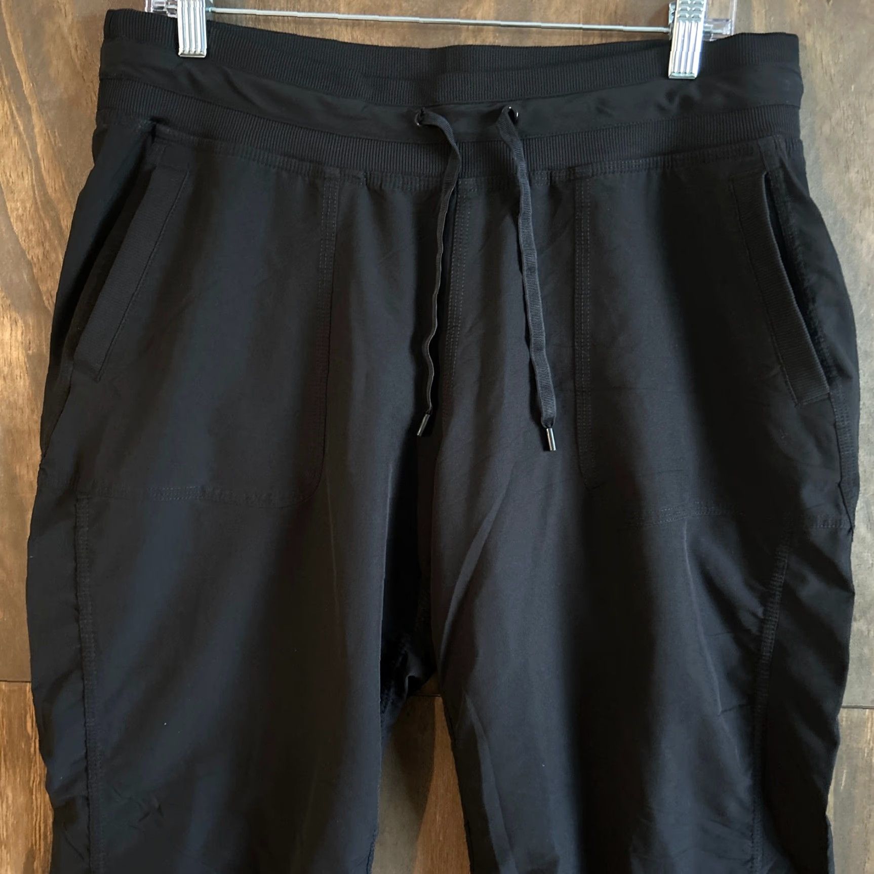 Vintage Unbranded Womens Pants Black High Rise Pull On Drawstring Lightweight 33 Waist Size 24" / US 00 / IT 34 - 2 Thumbnail