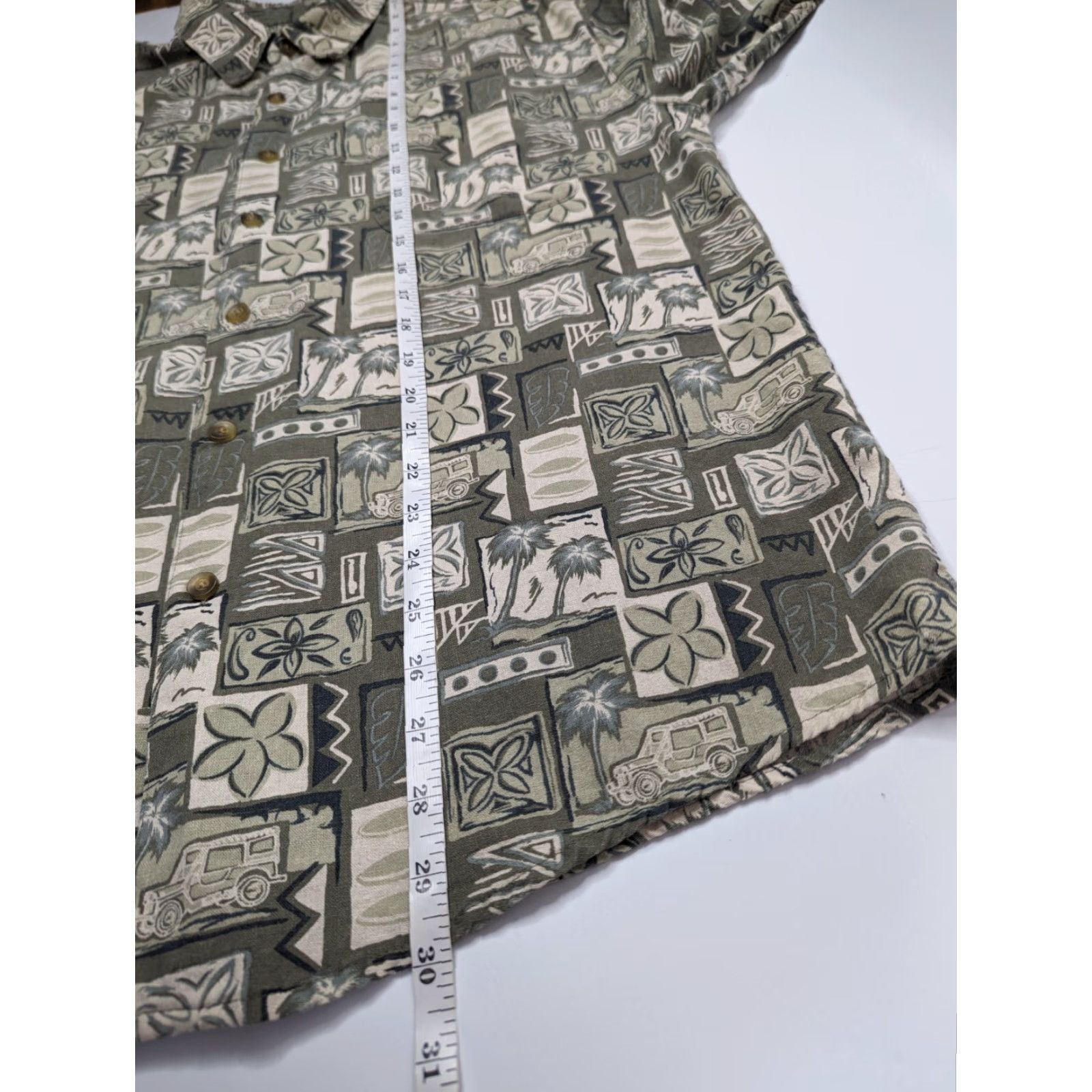 Vintage Summa Hawaiian Shirt Men’s XL Button-Up Silk Green Geometric Floral Palm Trees" Size US XL / EU 56 / 4 - 4 Thumbnail