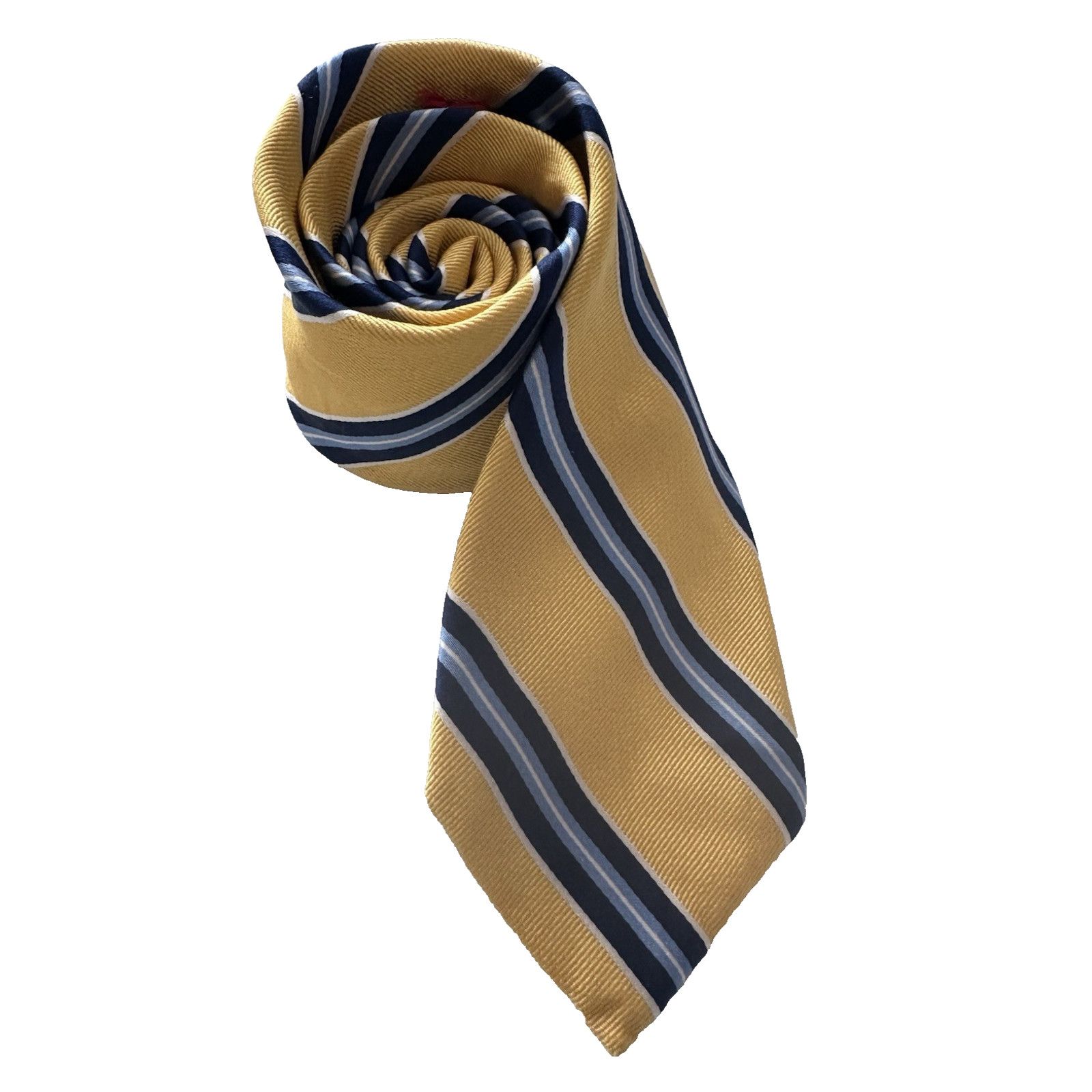 Chaps Chaps Ralph Lauren Tie 100% Silk Yellow/Blue Striped Preppy Size ONE SIZE - 1 Thumbnail